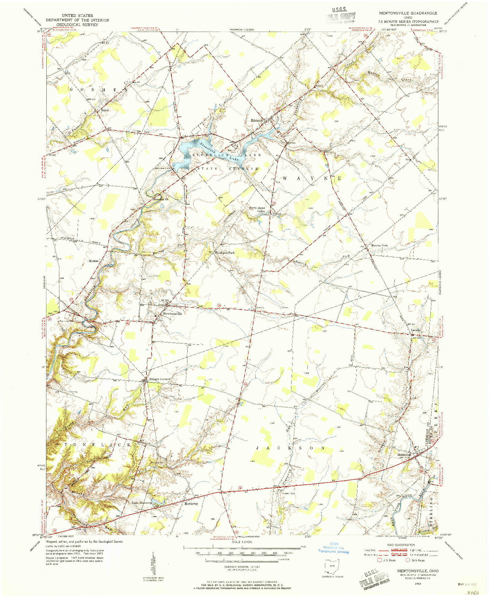 USGS 1:24000-SCALE QUADRANGLE FOR NEWTONSVILLE, OH 1953