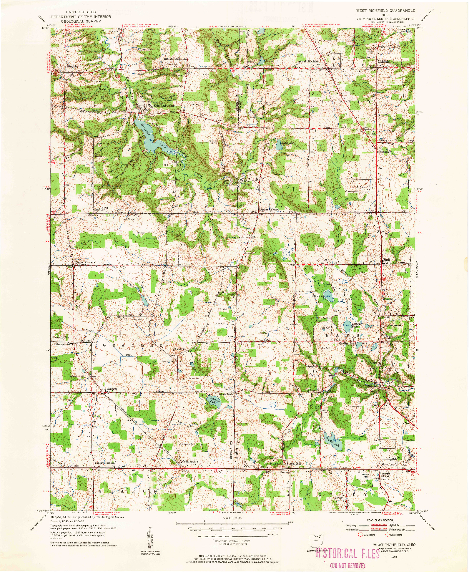 USGS 1:24000-SCALE QUADRANGLE FOR WEST RICHFIELD, OH 1953