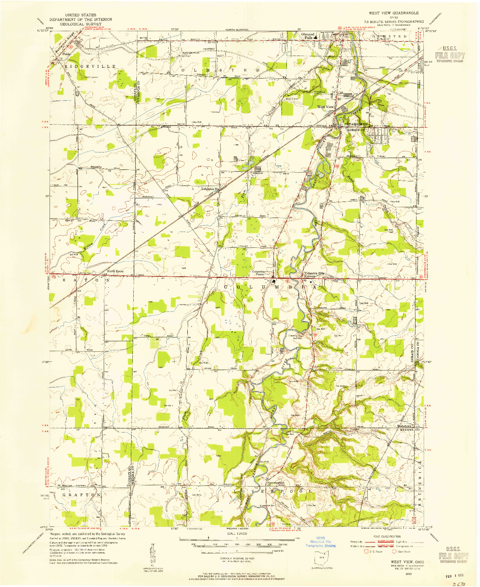 USGS 1:24000-SCALE QUADRANGLE FOR WEST VIEW, OH 1953