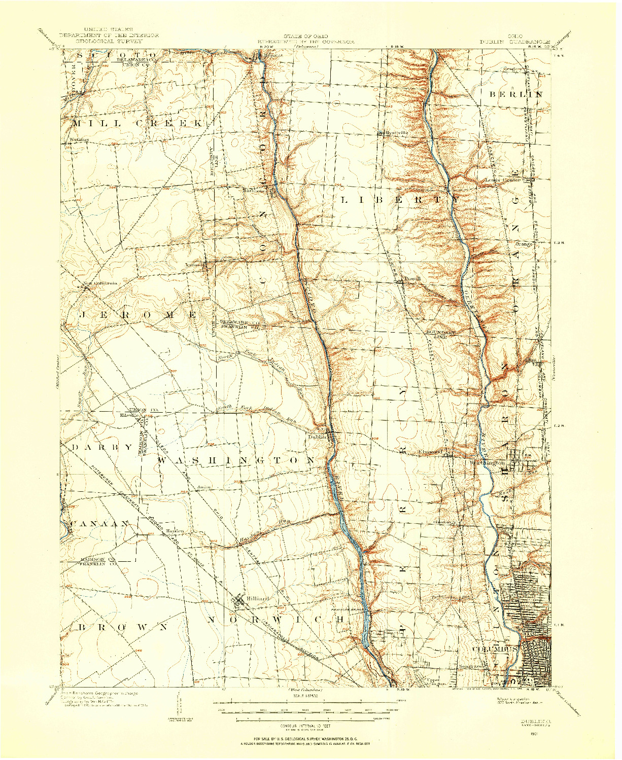 USGS 1:62500-SCALE QUADRANGLE FOR DUBLIN, OH 1901