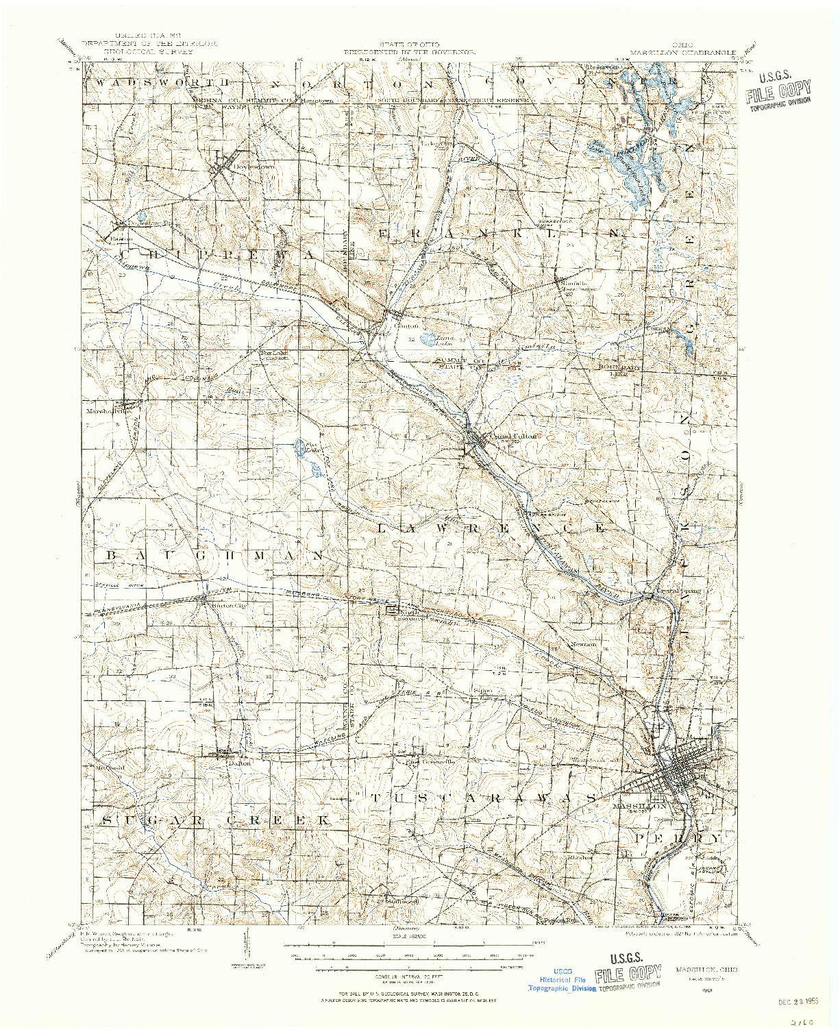 USGS 1:62500-SCALE QUADRANGLE FOR MASSILLON, OH 1901