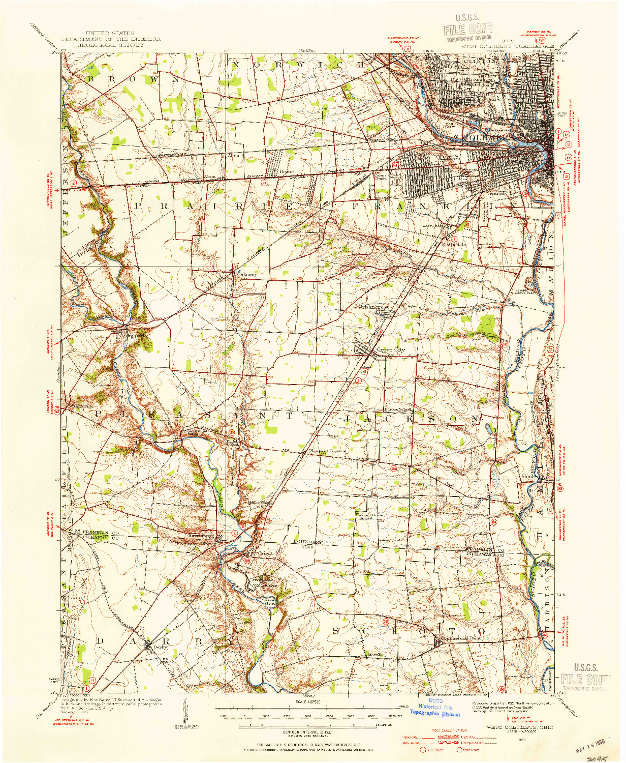 USGS 1:62500-SCALE QUADRANGLE FOR WEST COLUMBUS, OH 1923
