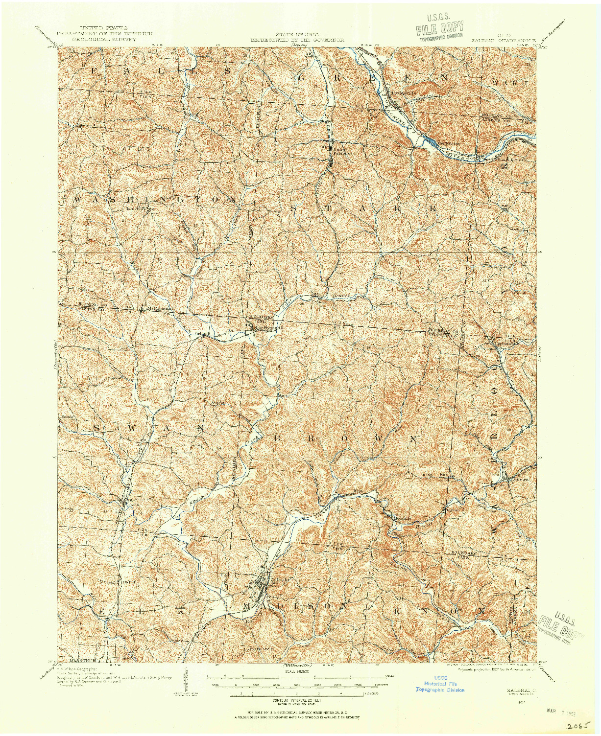USGS 1:62500-SCALE QUADRANGLE FOR ZALESKI, OH 1904