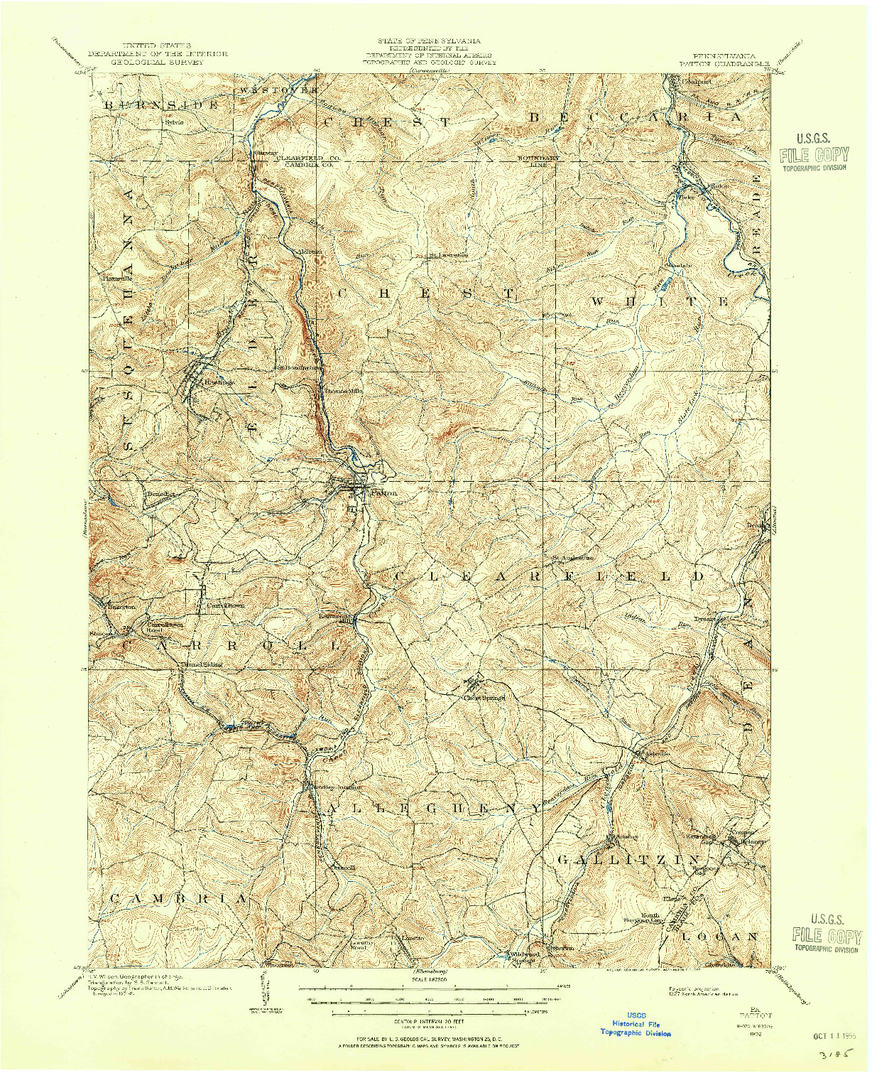 USGS 1:62500-SCALE QUADRANGLE FOR PATTON, PA 1902
