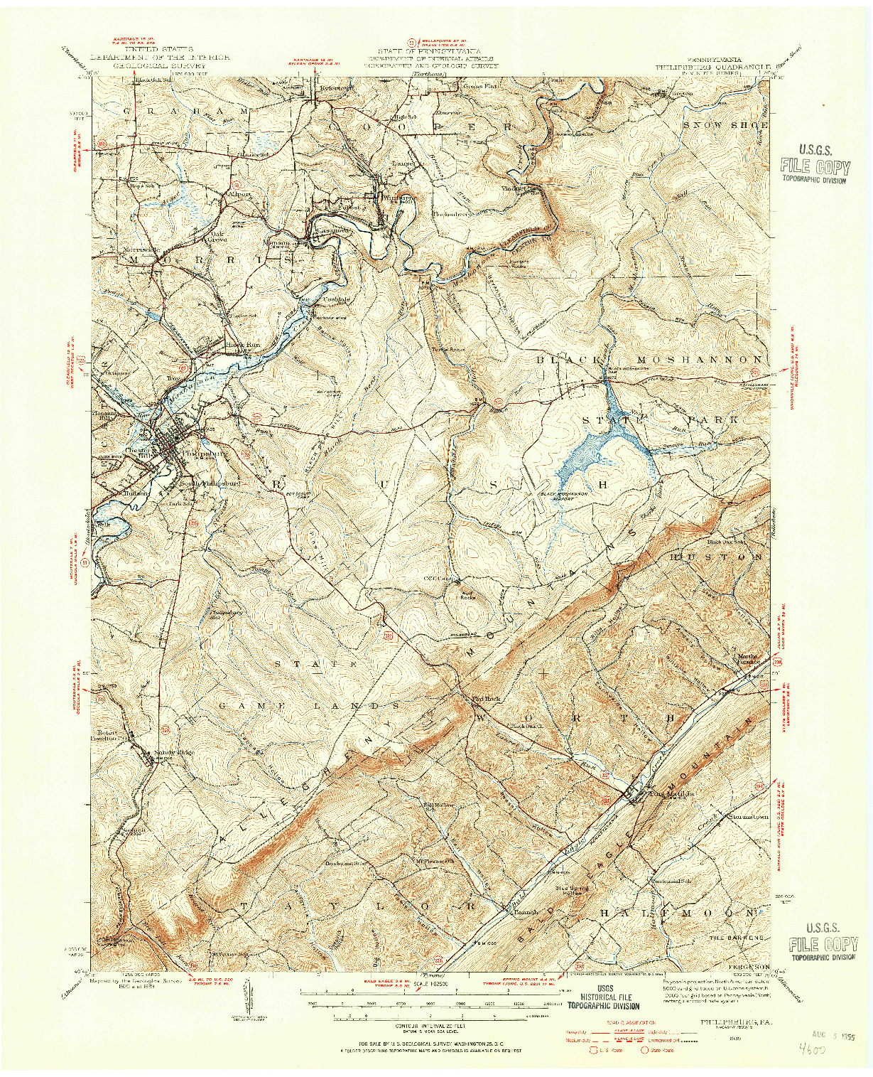 USGS 1:62500-SCALE QUADRANGLE FOR PHILIPSBURG, PA 1939