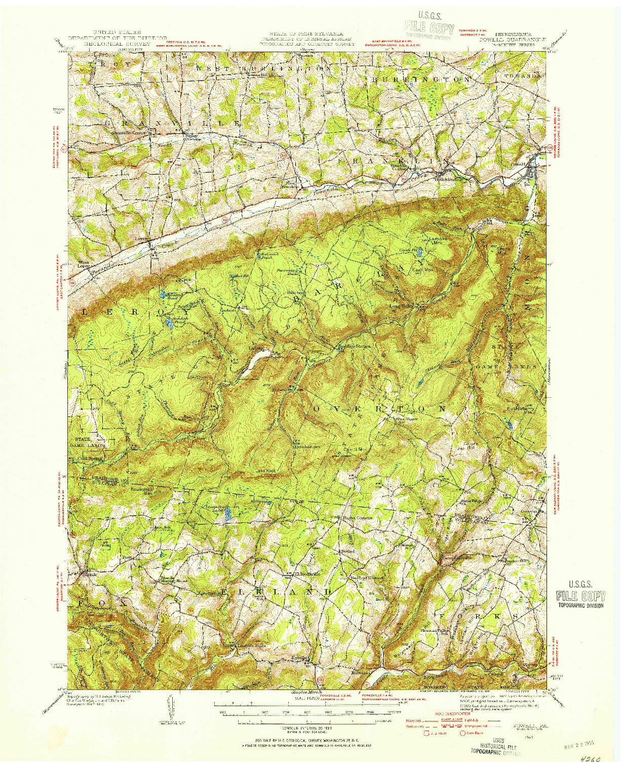 USGS 1:62500-SCALE QUADRANGLE FOR POWELL, PA 1943