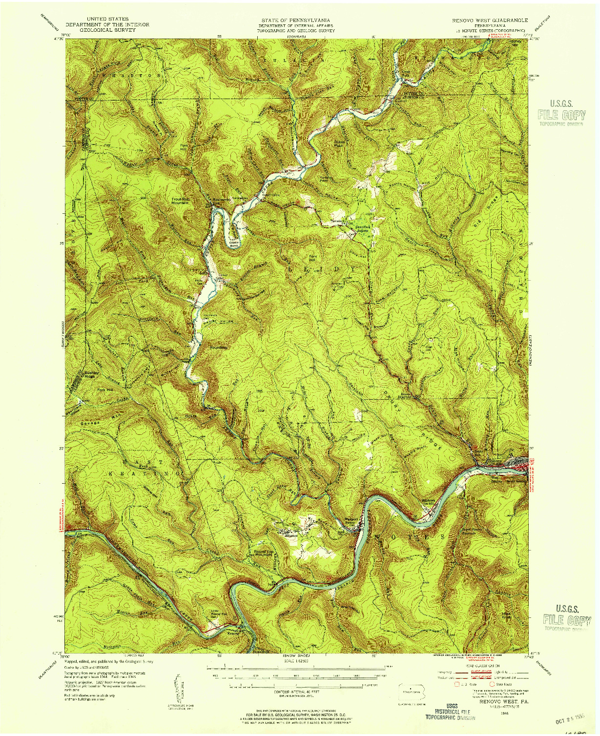 USGS 1:62500-SCALE QUADRANGLE FOR RENOVO WEST, PA 1946