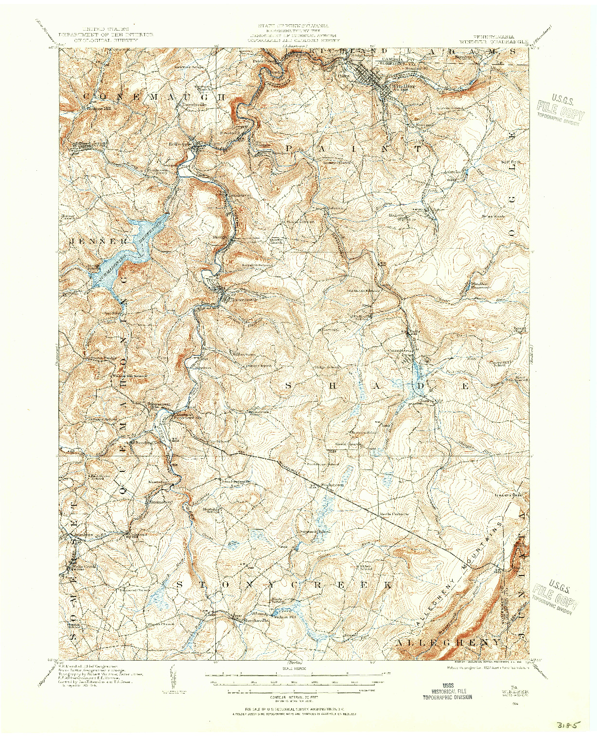 USGS 1:62500-SCALE QUADRANGLE FOR WINDBER, PA 1914