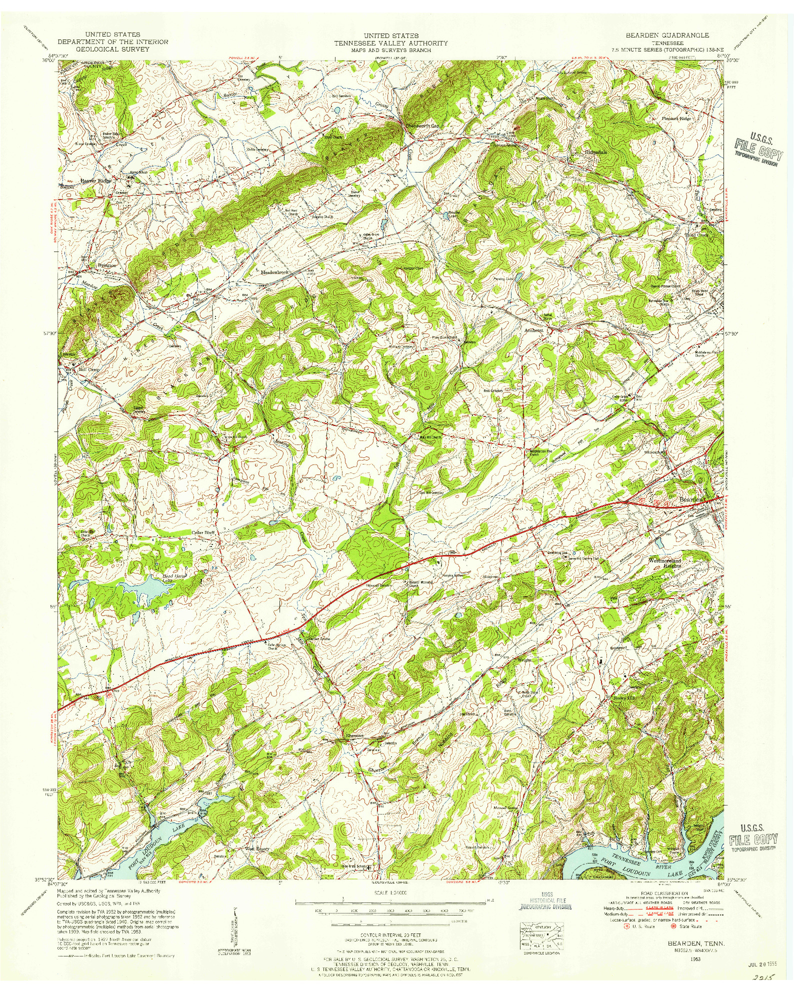 USGS 1:24000-SCALE QUADRANGLE FOR BEARDEN, TN 1953
