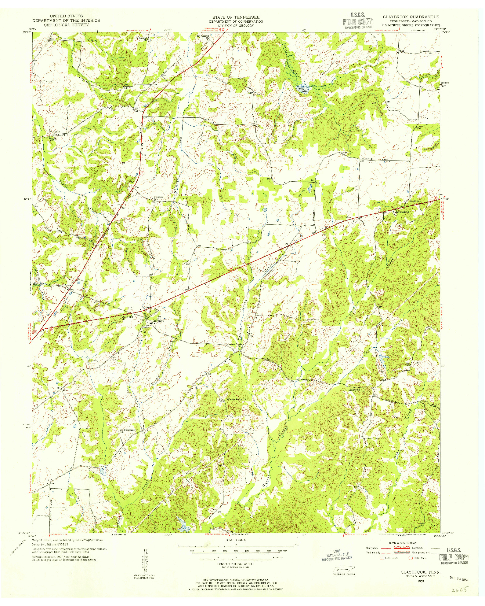 USGS 1:24000-SCALE QUADRANGLE FOR CLAYBROOK, TN 1953
