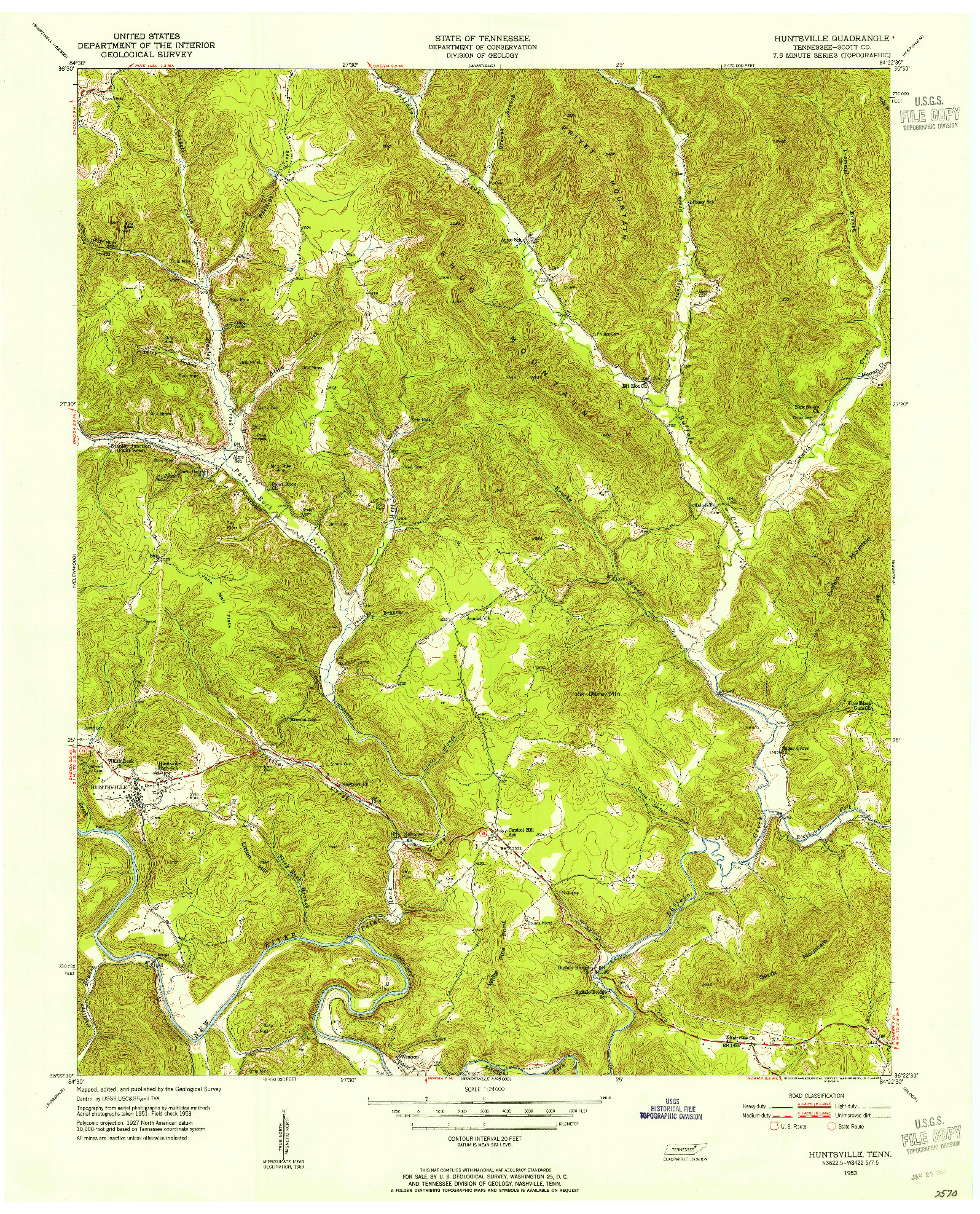 USGS 1:24000-SCALE QUADRANGLE FOR HUNTSVILLE, TN 1953