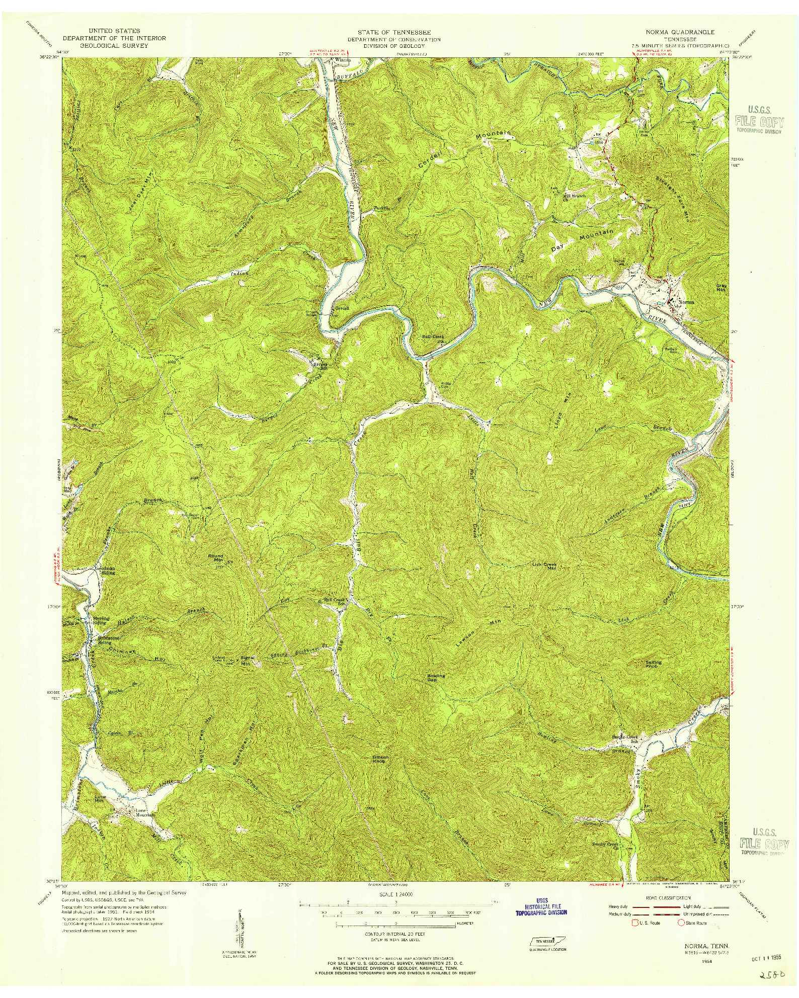 USGS 1:24000-SCALE QUADRANGLE FOR NORMA, TN 1954
