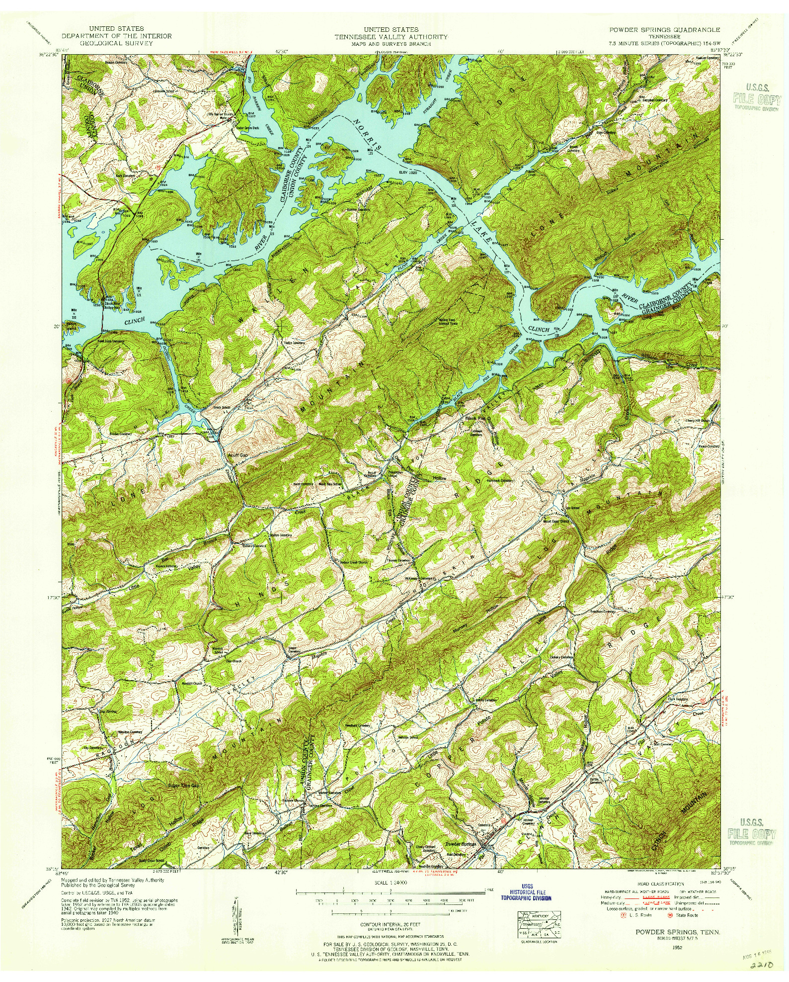 USGS 1:24000-SCALE QUADRANGLE FOR POWDER SPRINGS, TN 1952