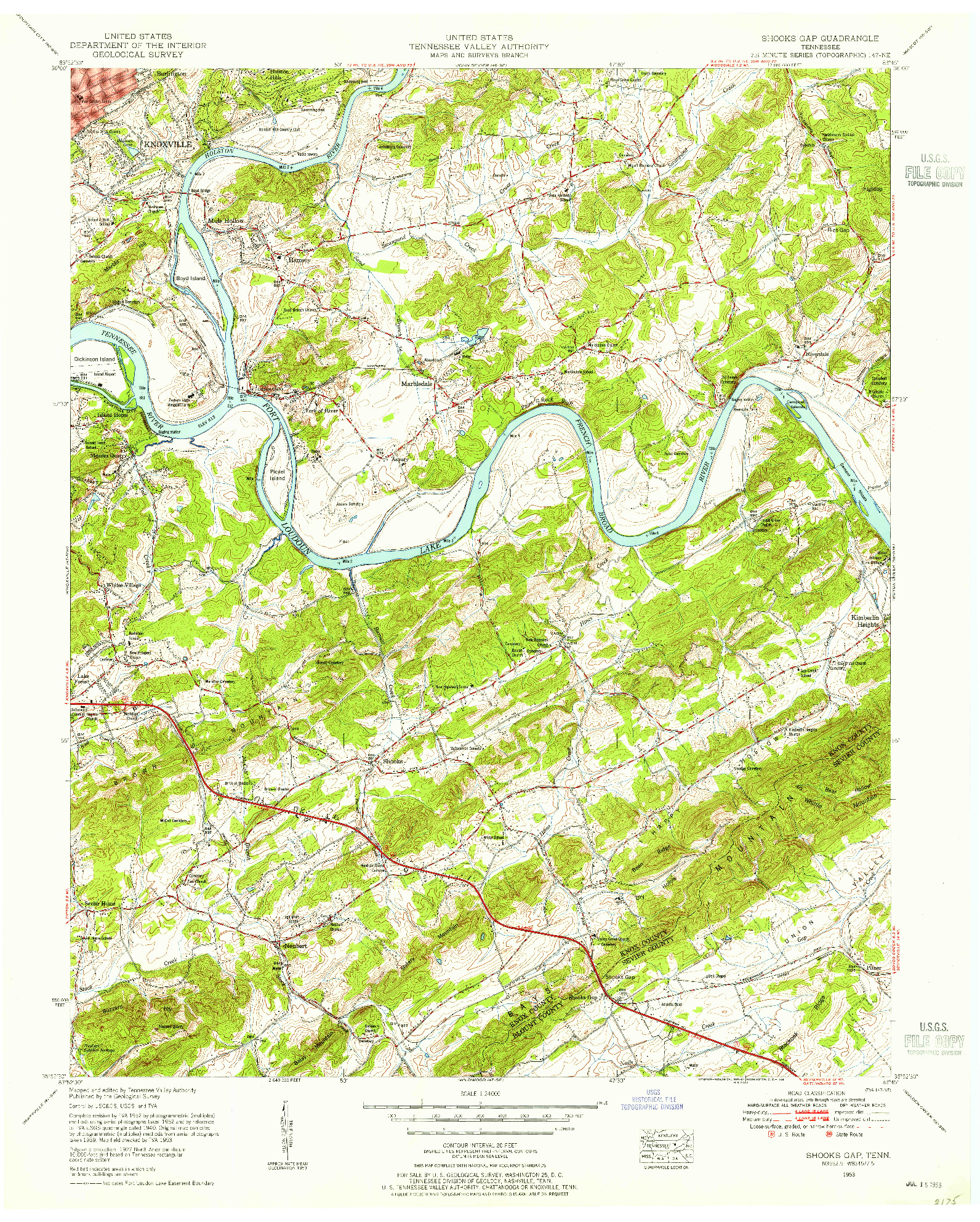 USGS 1:24000-SCALE QUADRANGLE FOR SHOOKS GAP, TN 1953