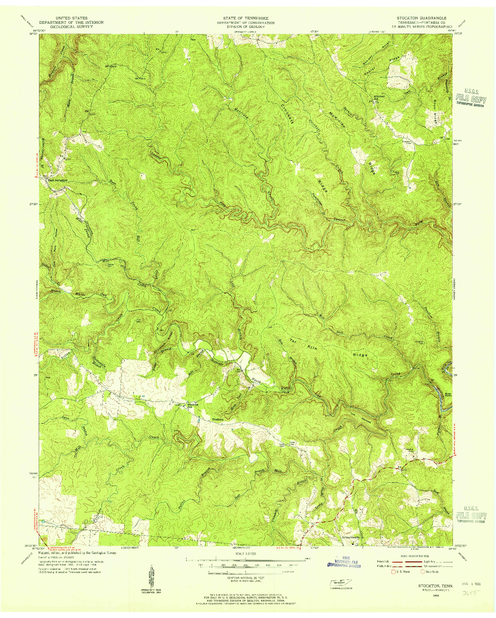 USGS 1:24000-SCALE QUADRANGLE FOR STOCKTON, TN 1954