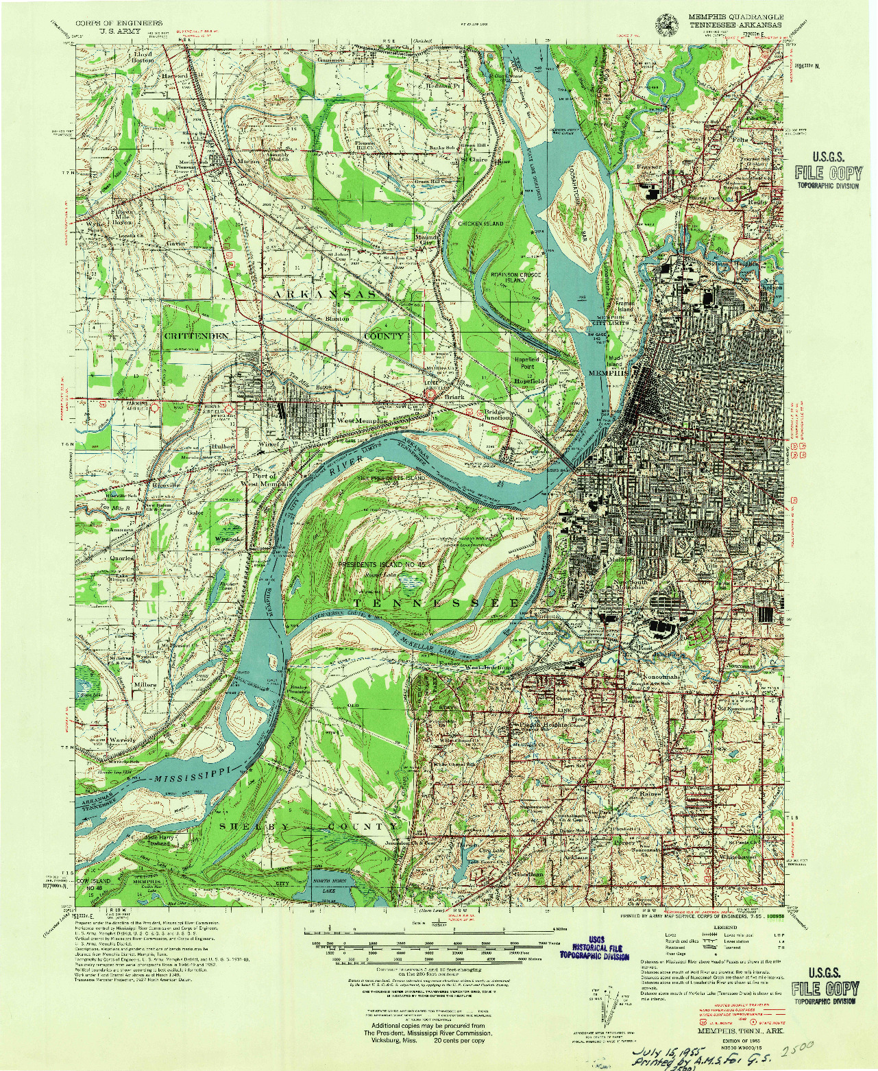 USGS 1:62500-SCALE QUADRANGLE FOR MEMPHIS, TN 1955