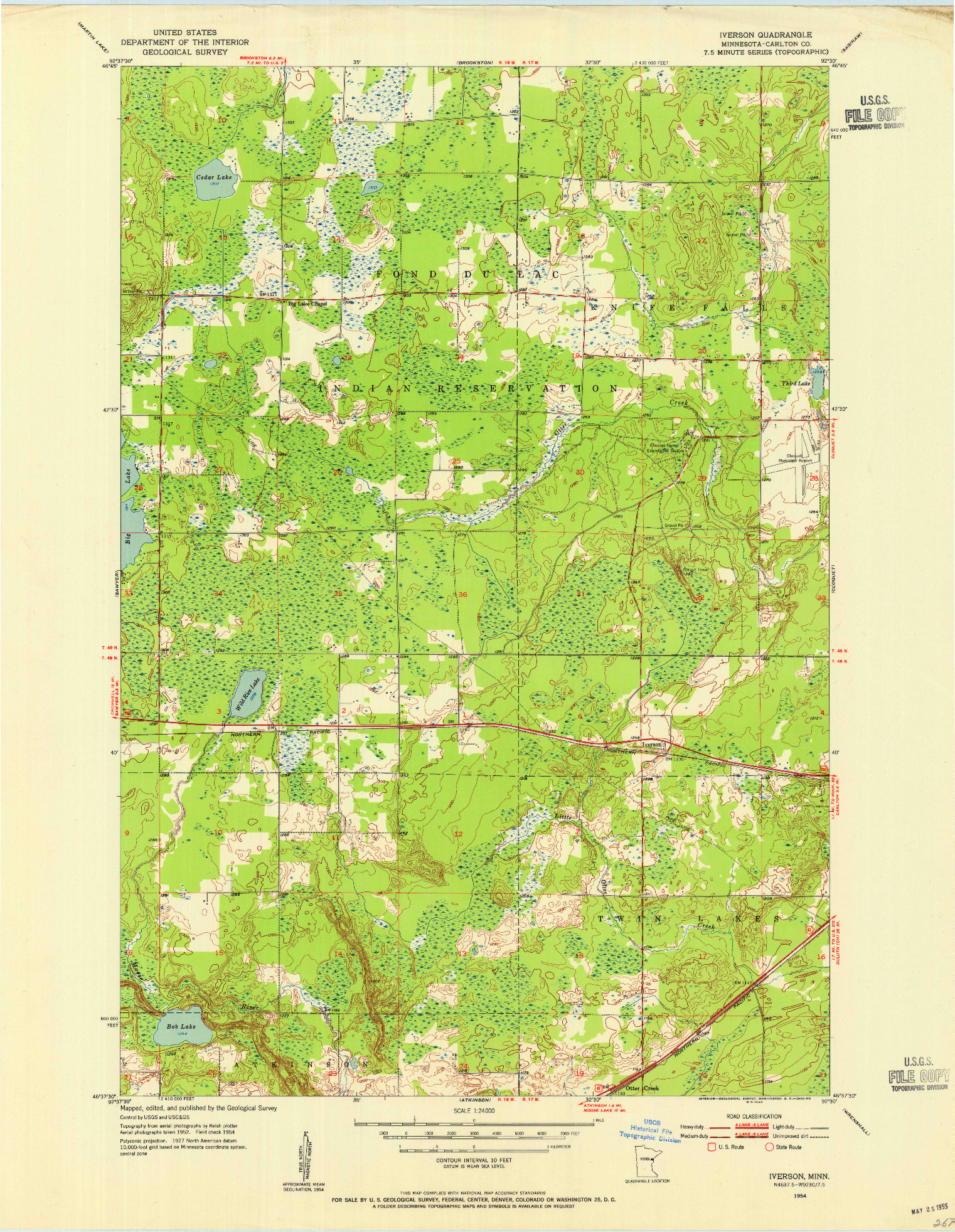 USGS 1:24000-SCALE QUADRANGLE FOR IVERSON, MN 1954
