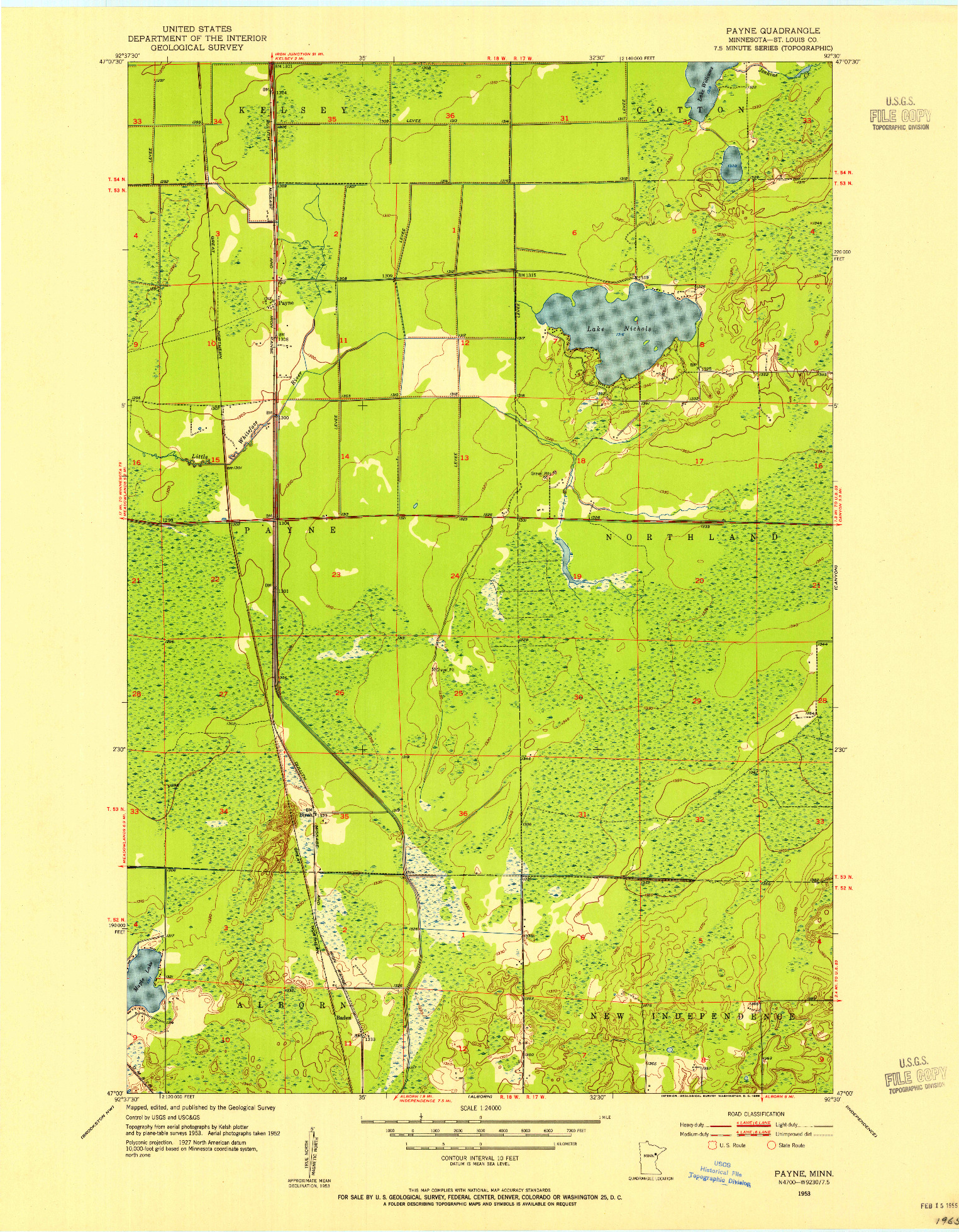 USGS 1:24000-SCALE QUADRANGLE FOR PAYNE, MN 1953