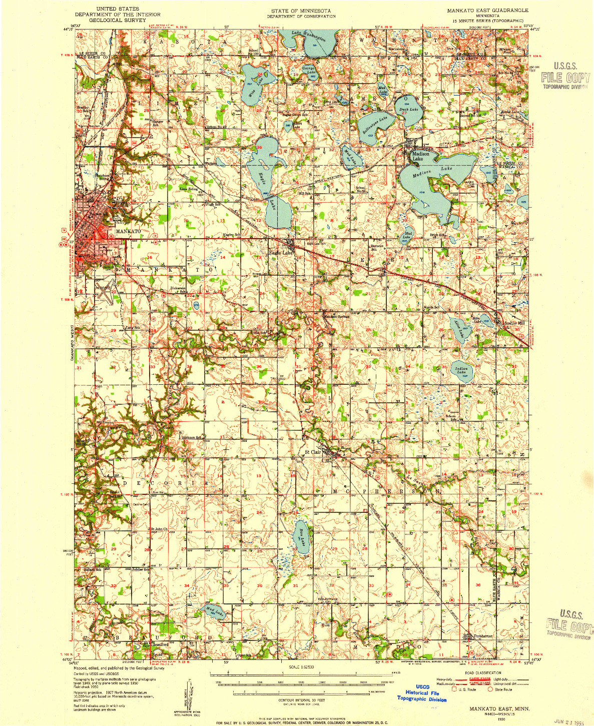 USGS 1:62500-SCALE QUADRANGLE FOR MANKATO EAST, MN 1950