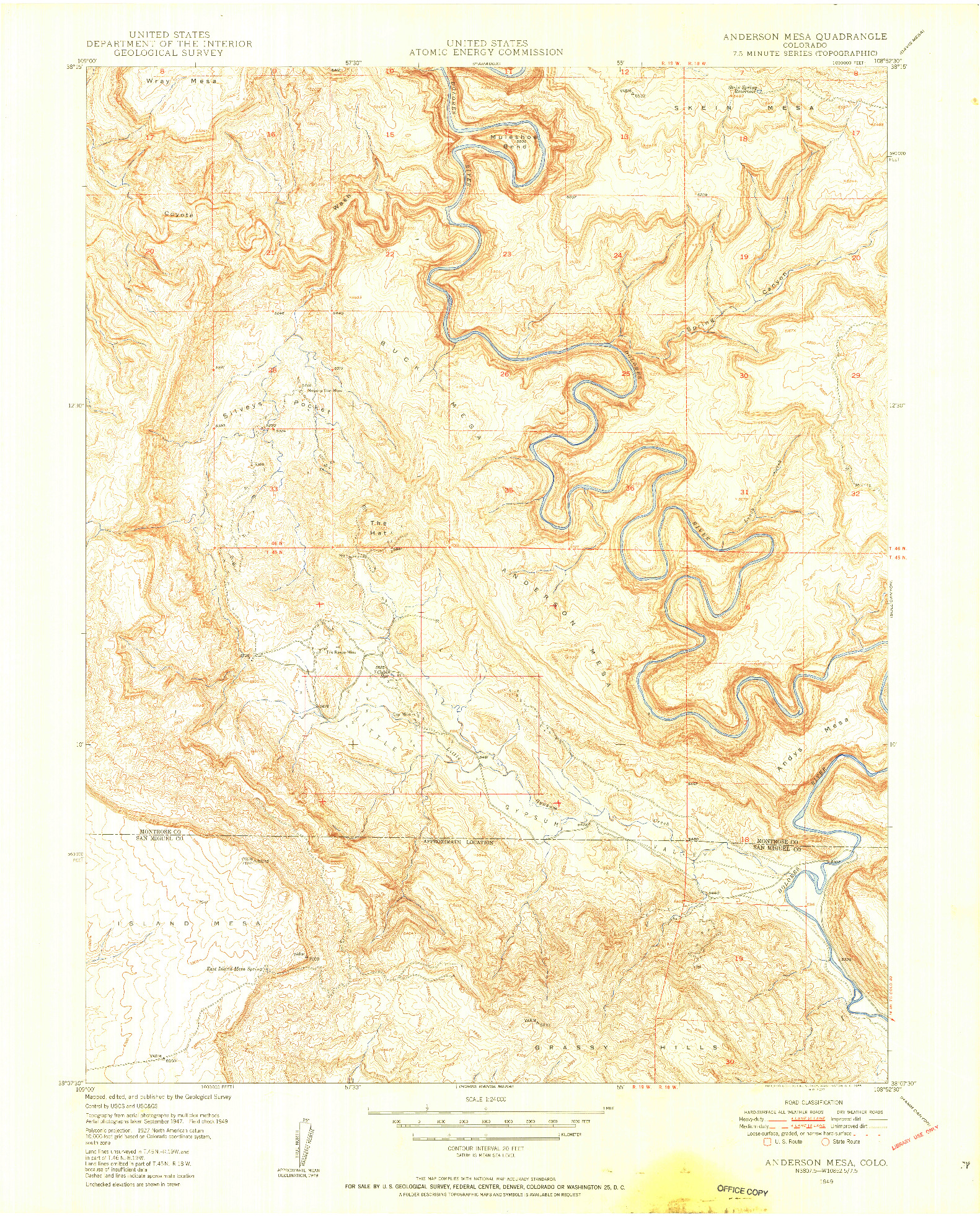 USGS 1:24000-SCALE QUADRANGLE FOR ANDERSON MESA, CO 1949
