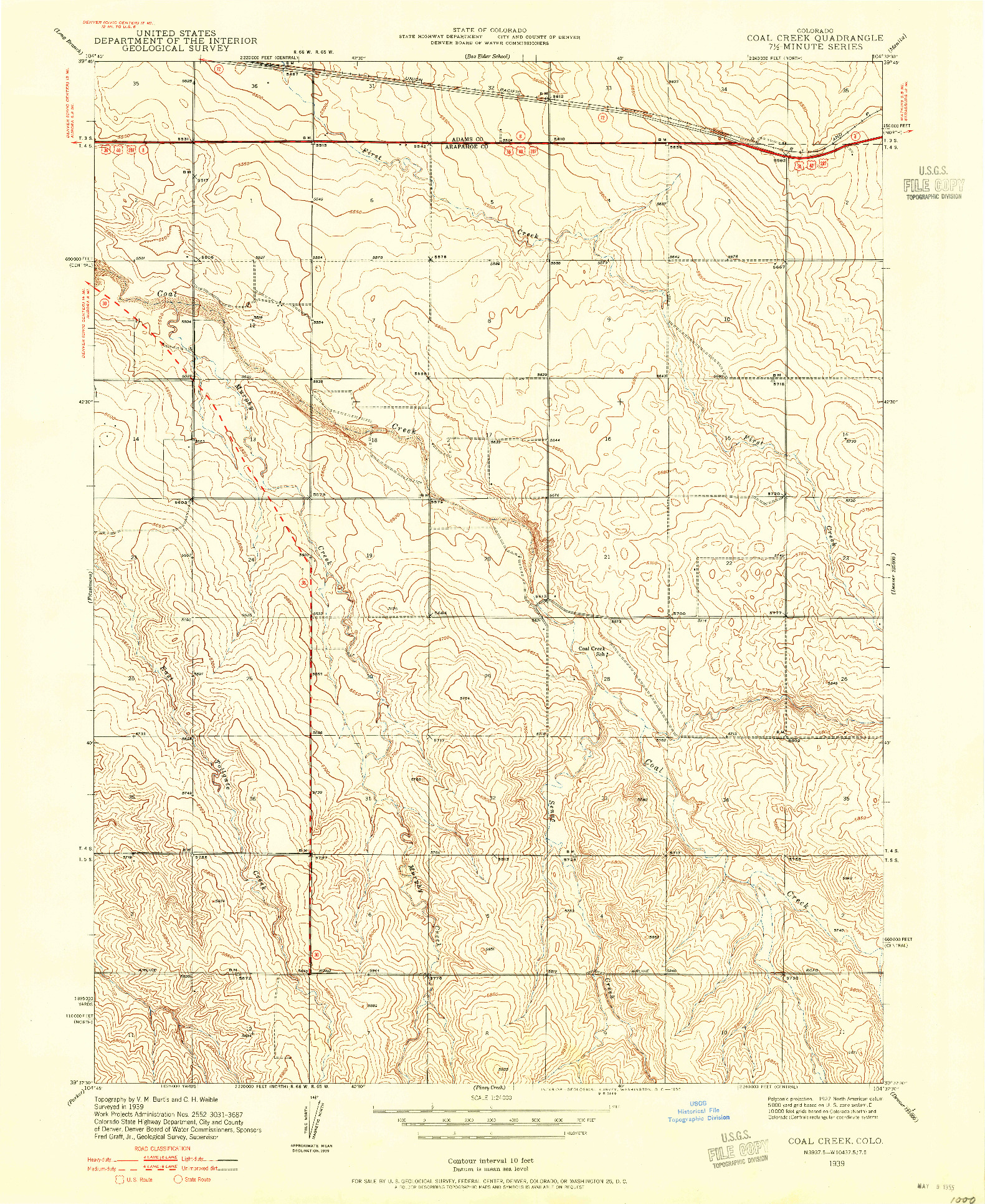 USGS 1:24000-SCALE QUADRANGLE FOR COAL CREEK, CO 1939