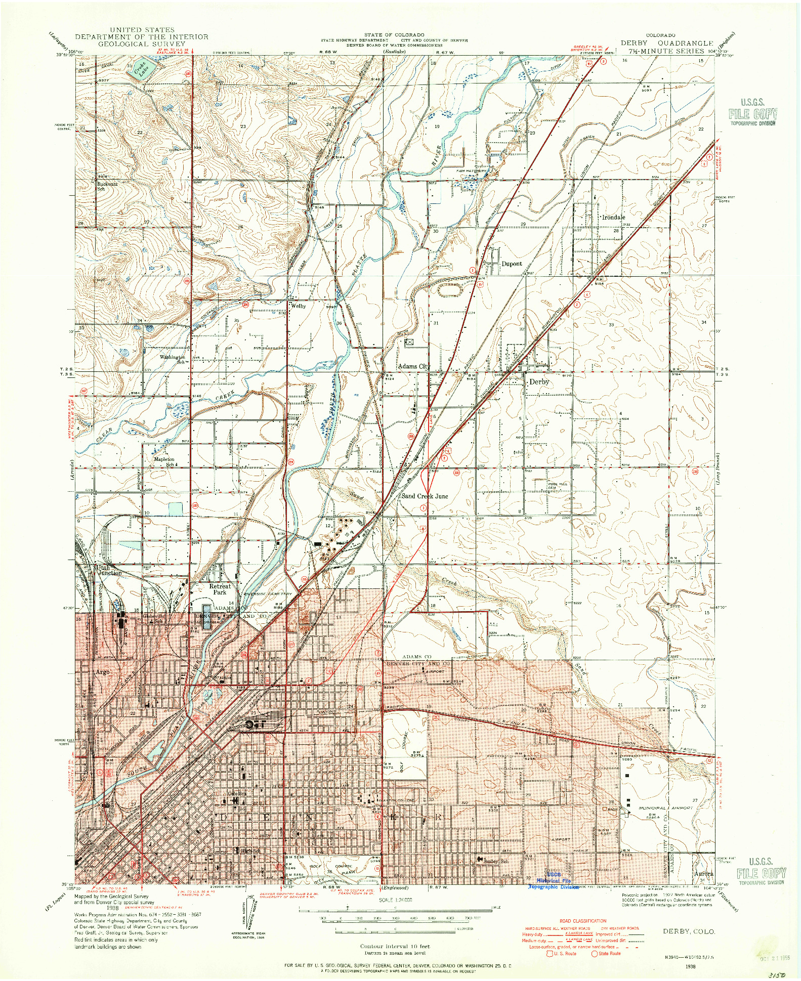 USGS 1:24000-SCALE QUADRANGLE FOR DERBY, CO 1938