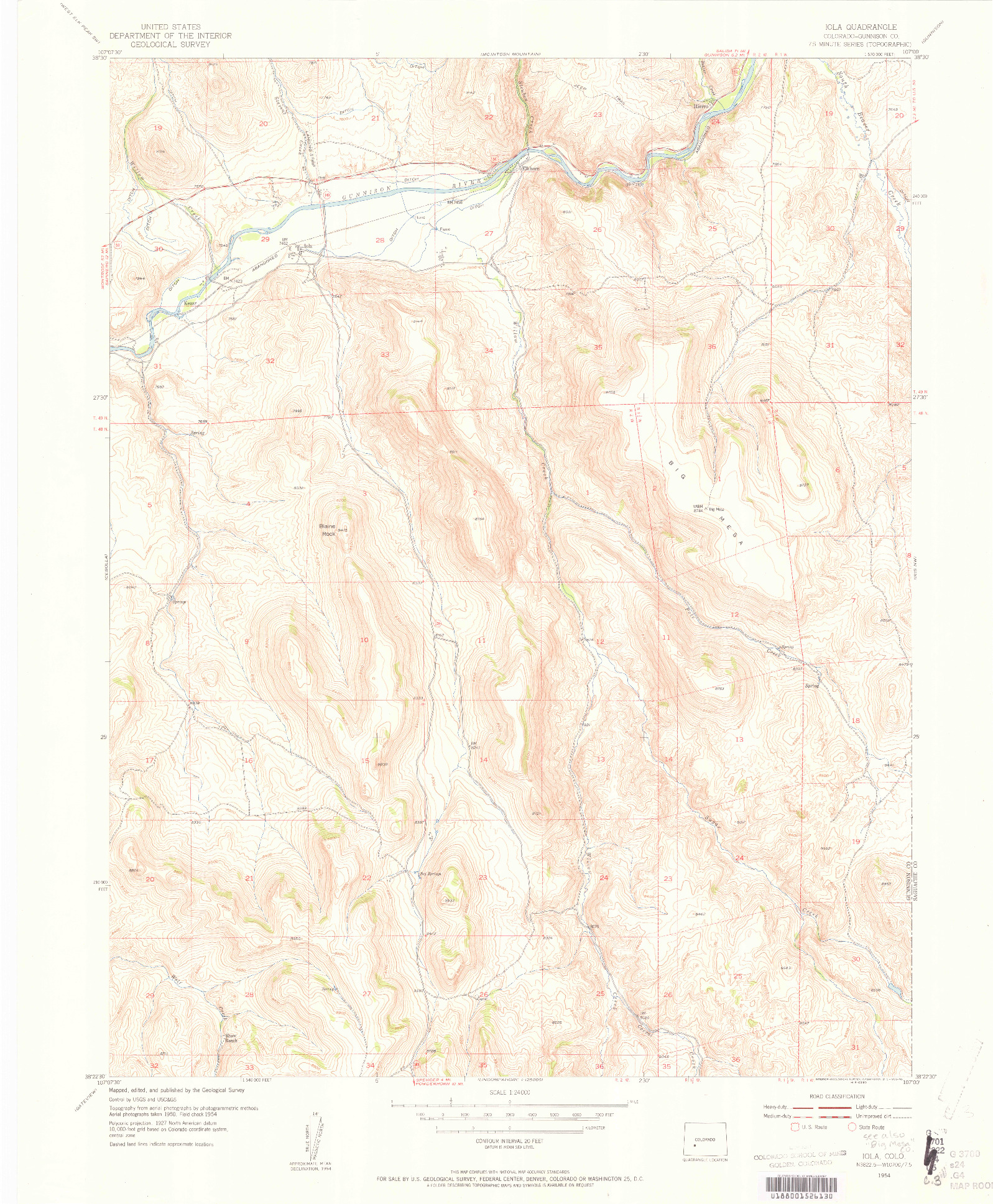 USGS 1:24000-SCALE QUADRANGLE FOR IOLA, CO 1954