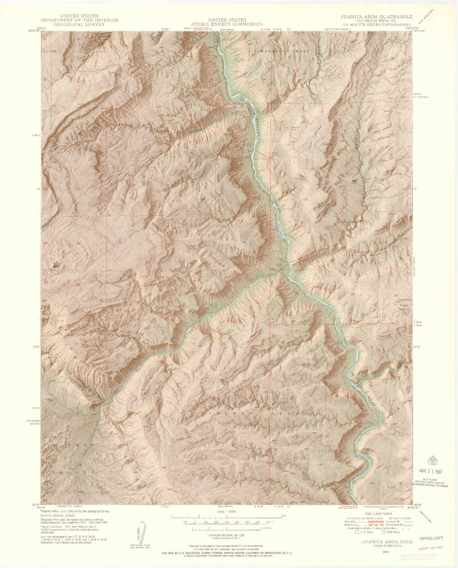 USGS 1:24000-SCALE QUADRANGLE FOR JUANITA ARCH, CO 1949
