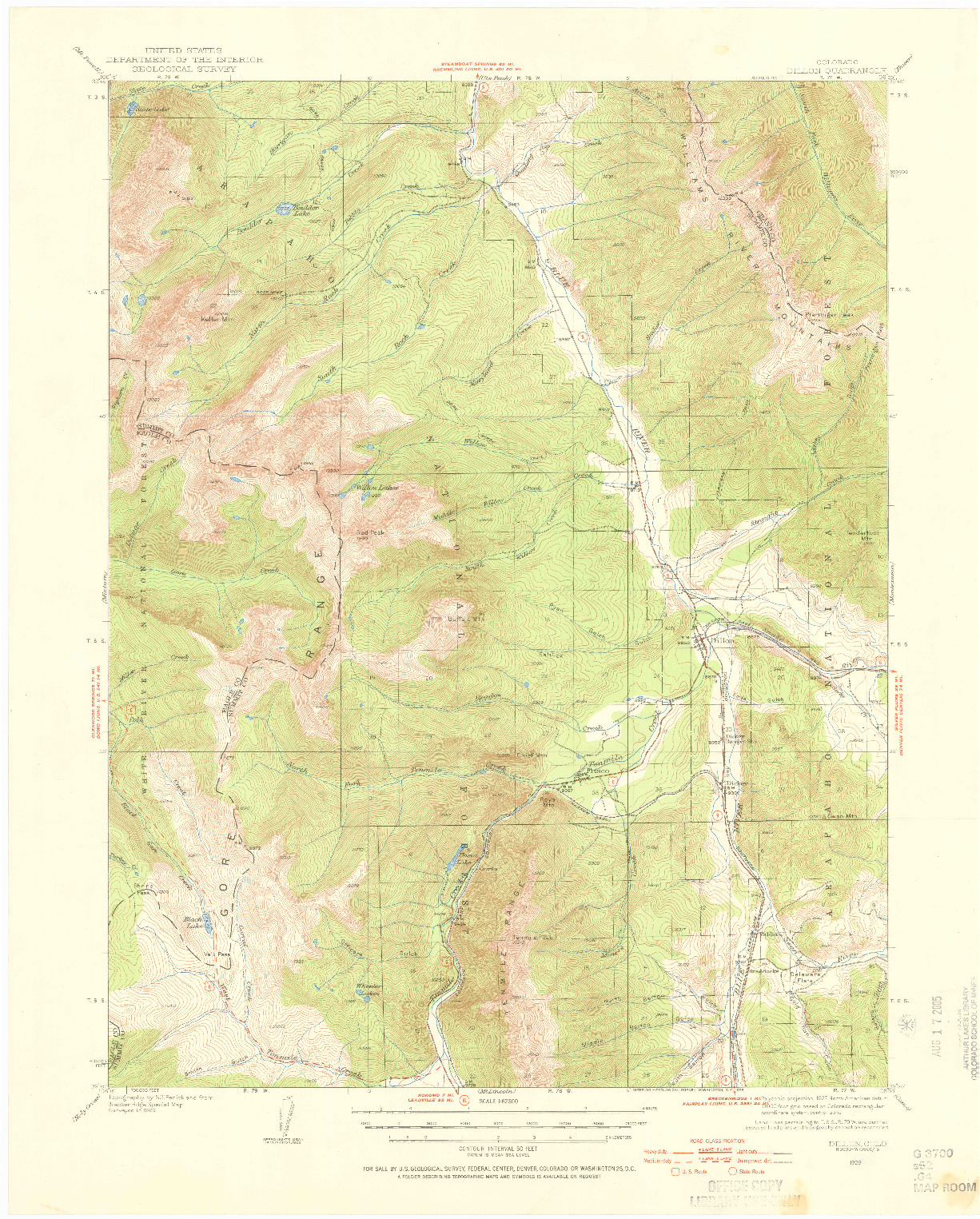 USGS 1:62500-SCALE QUADRANGLE FOR DILLON, CO 1929