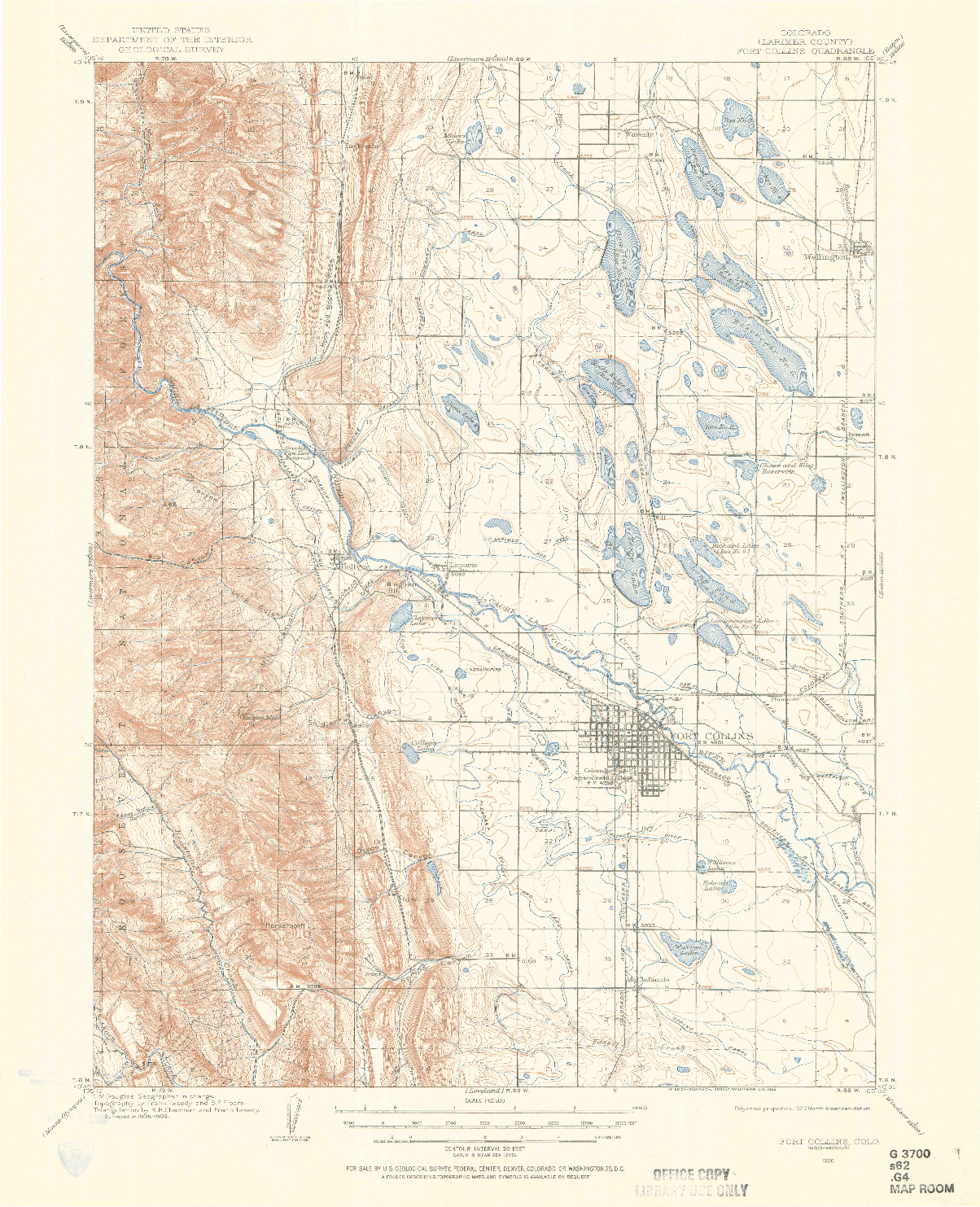 USGS 1:62500-SCALE QUADRANGLE FOR FORT COLLINS, CO 1906