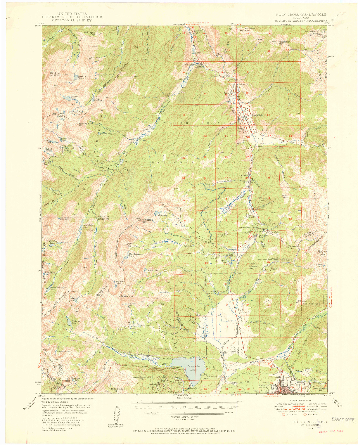 USGS 1:62500-SCALE QUADRANGLE FOR HOLY CROSS, CO 1949