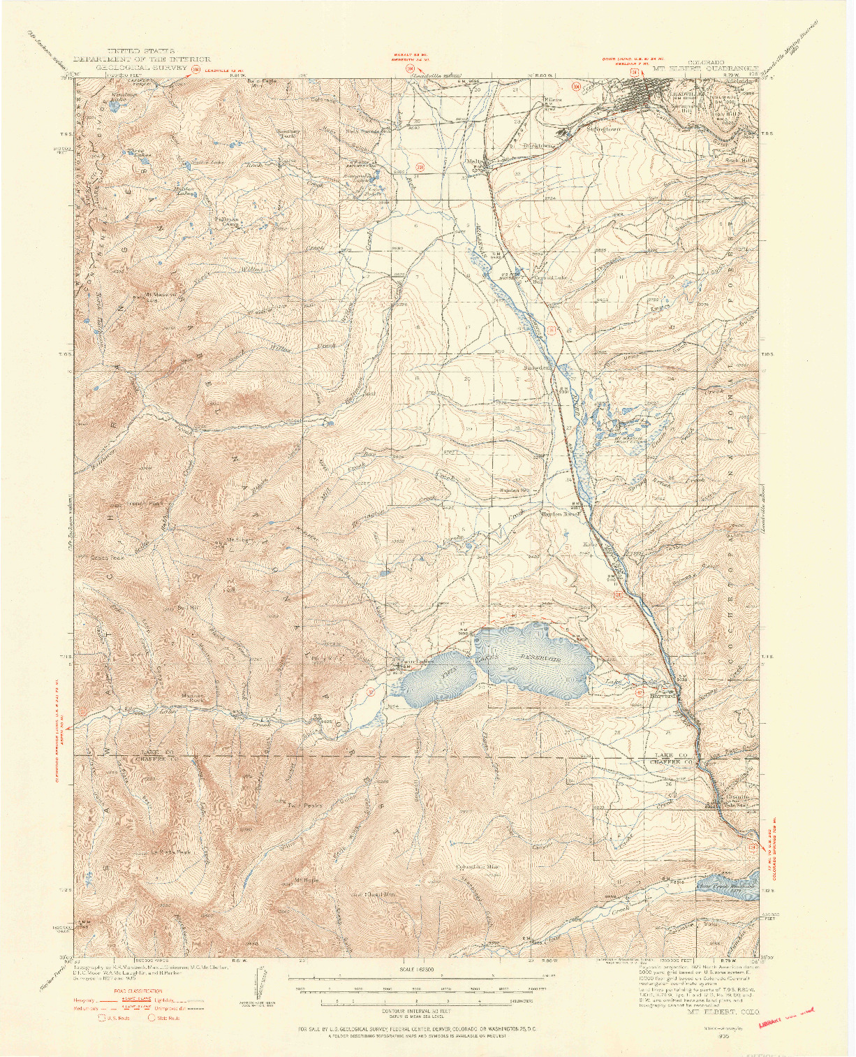 USGS 1:62500-SCALE QUADRANGLE FOR MOUNT ELBERT, CO 1935