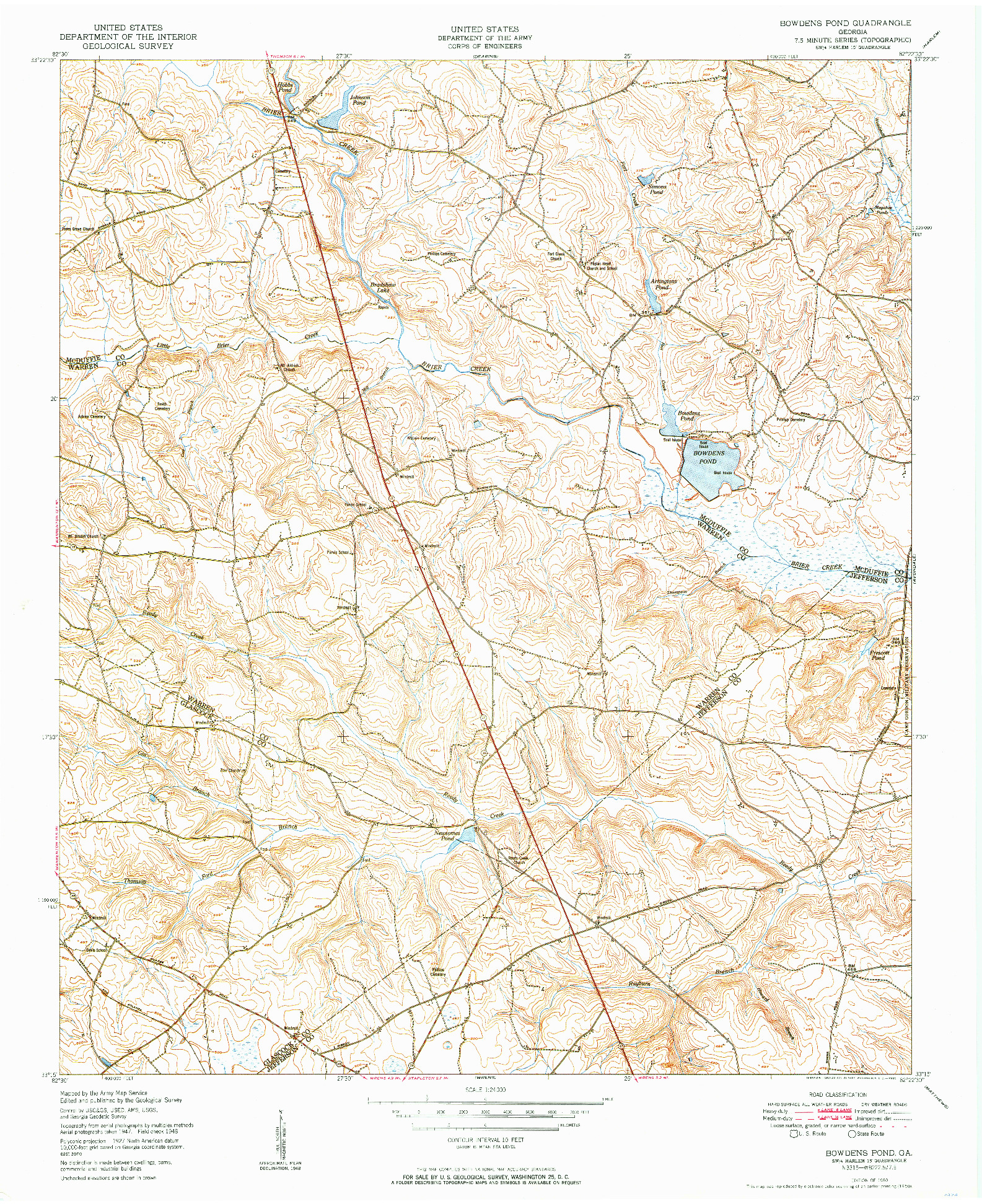 USGS 1:24000-SCALE QUADRANGLE FOR BOWDENS POND, GA 1950