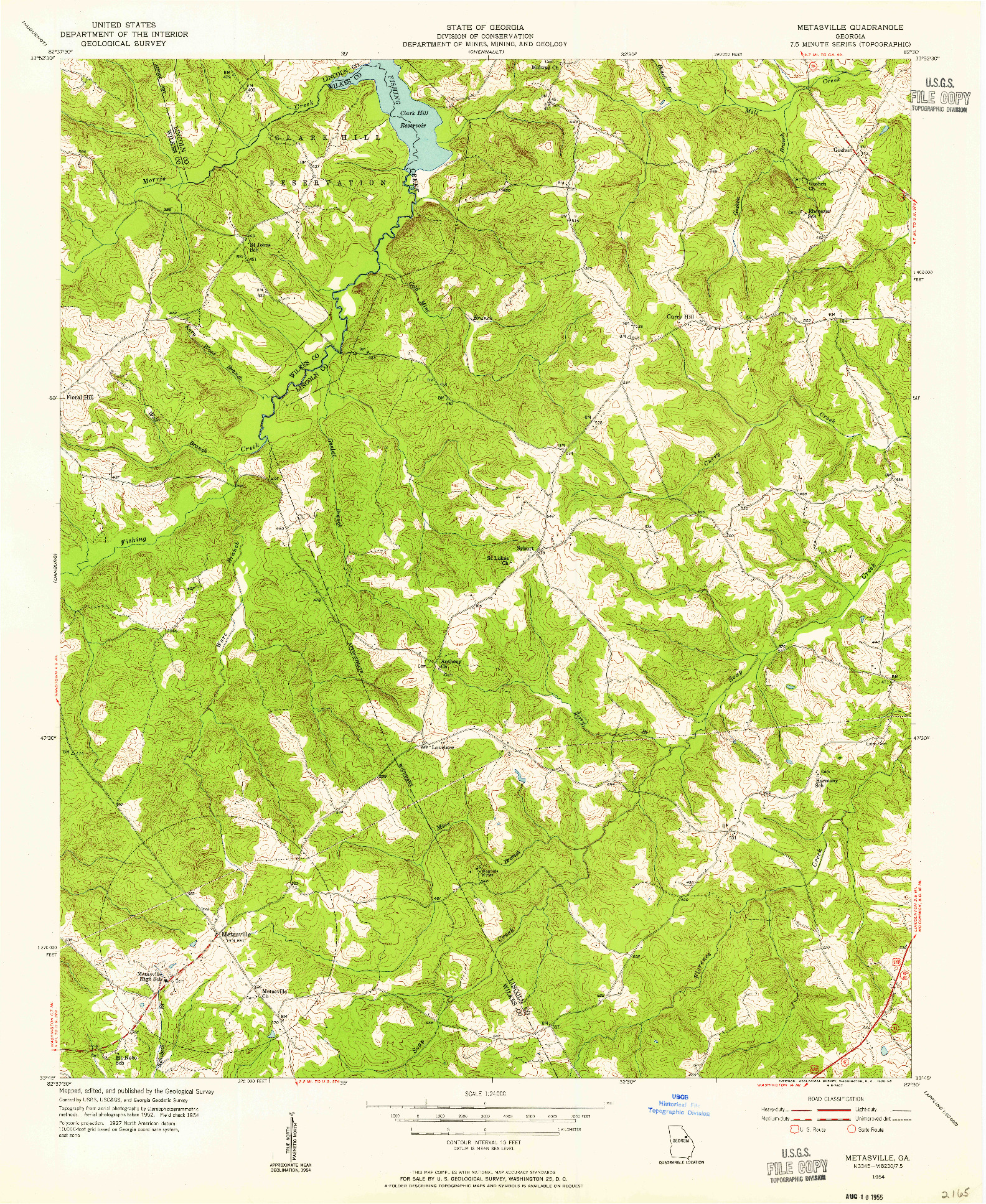 USGS 1:24000-SCALE QUADRANGLE FOR METASVILLE, GA 1954