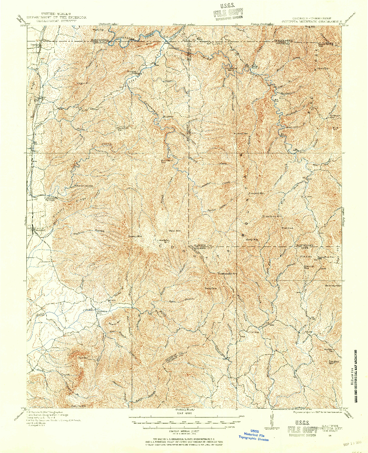 USGS 1:62500-SCALE QUADRANGLE FOR COHUTTA MOUNTAIN, GA 1911