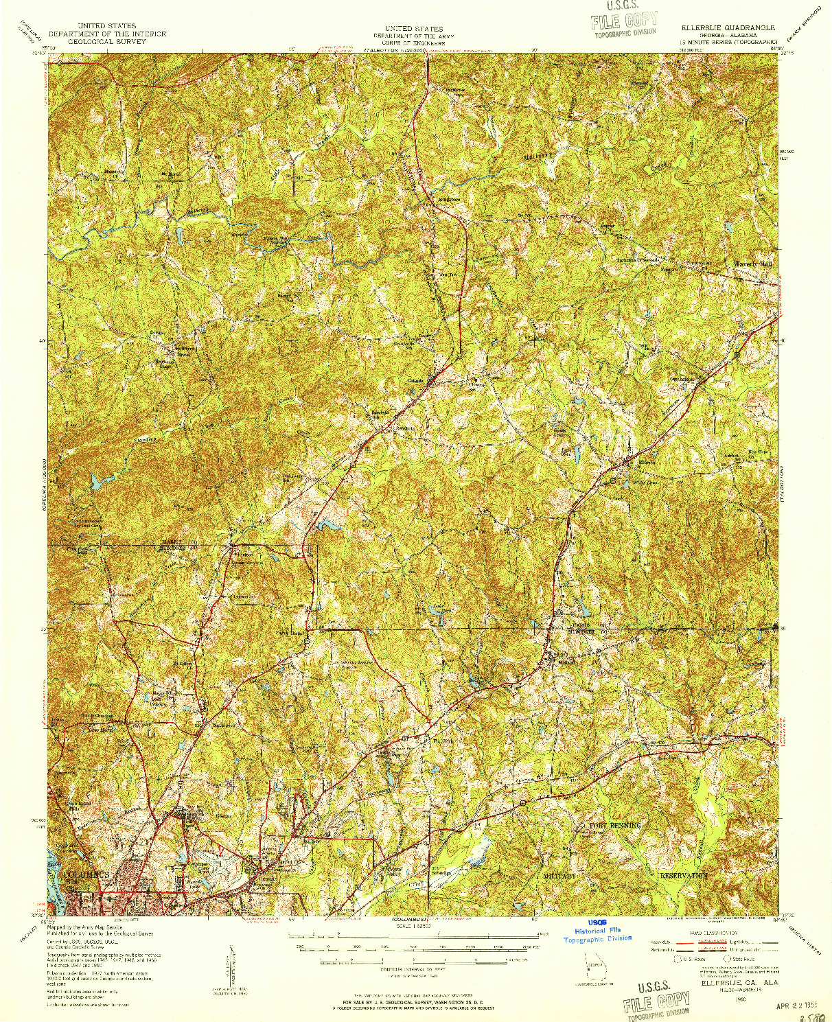 USGS 1:62500-SCALE QUADRANGLE FOR ELLERSLIE, GA 1950