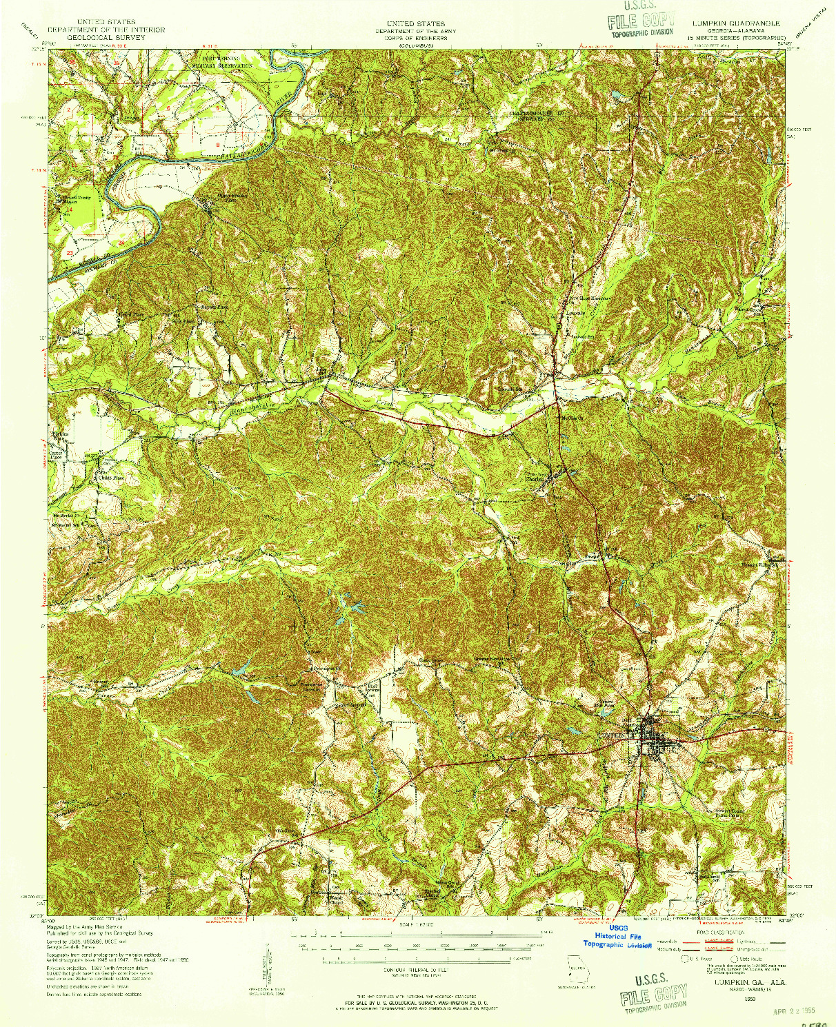 USGS 1:62500-SCALE QUADRANGLE FOR LUMPKIN, GA 1950