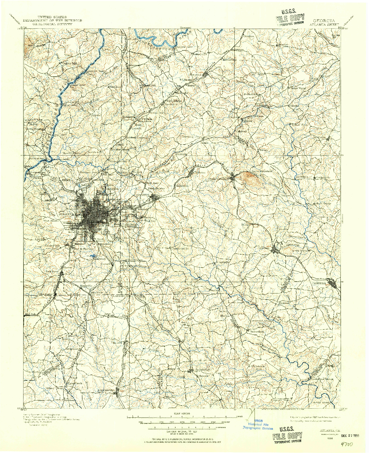USGS 1:125000-SCALE QUADRANGLE FOR ATLANTA, GA 1888
