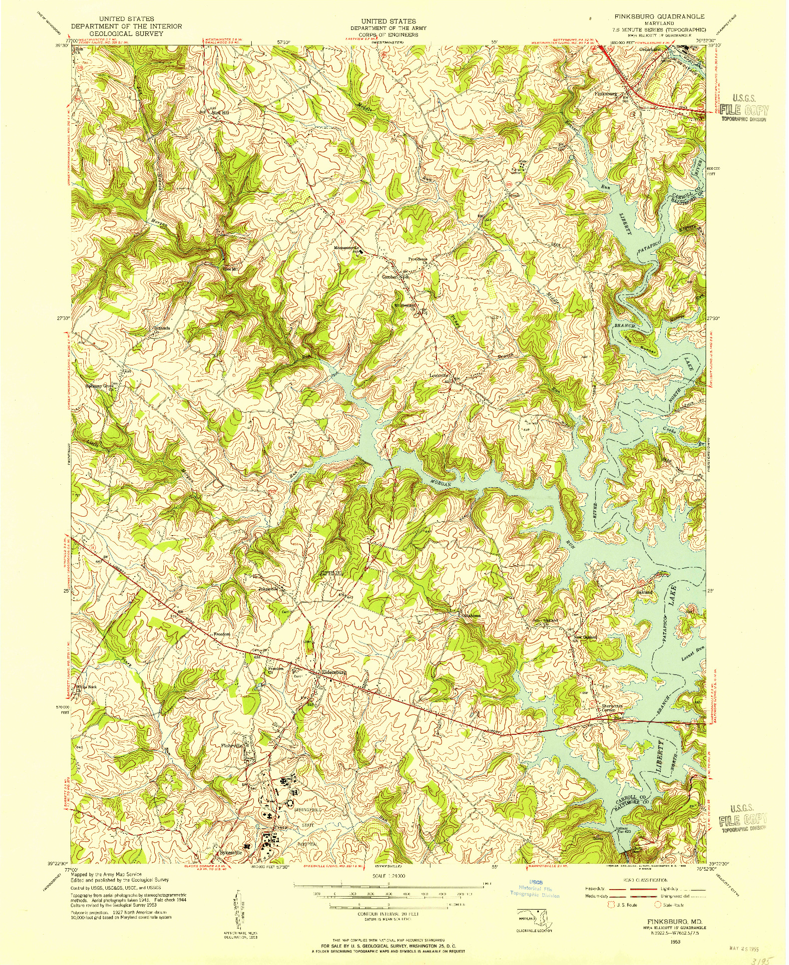 USGS 1:24000-SCALE QUADRANGLE FOR FINKSBURG, MD 1953