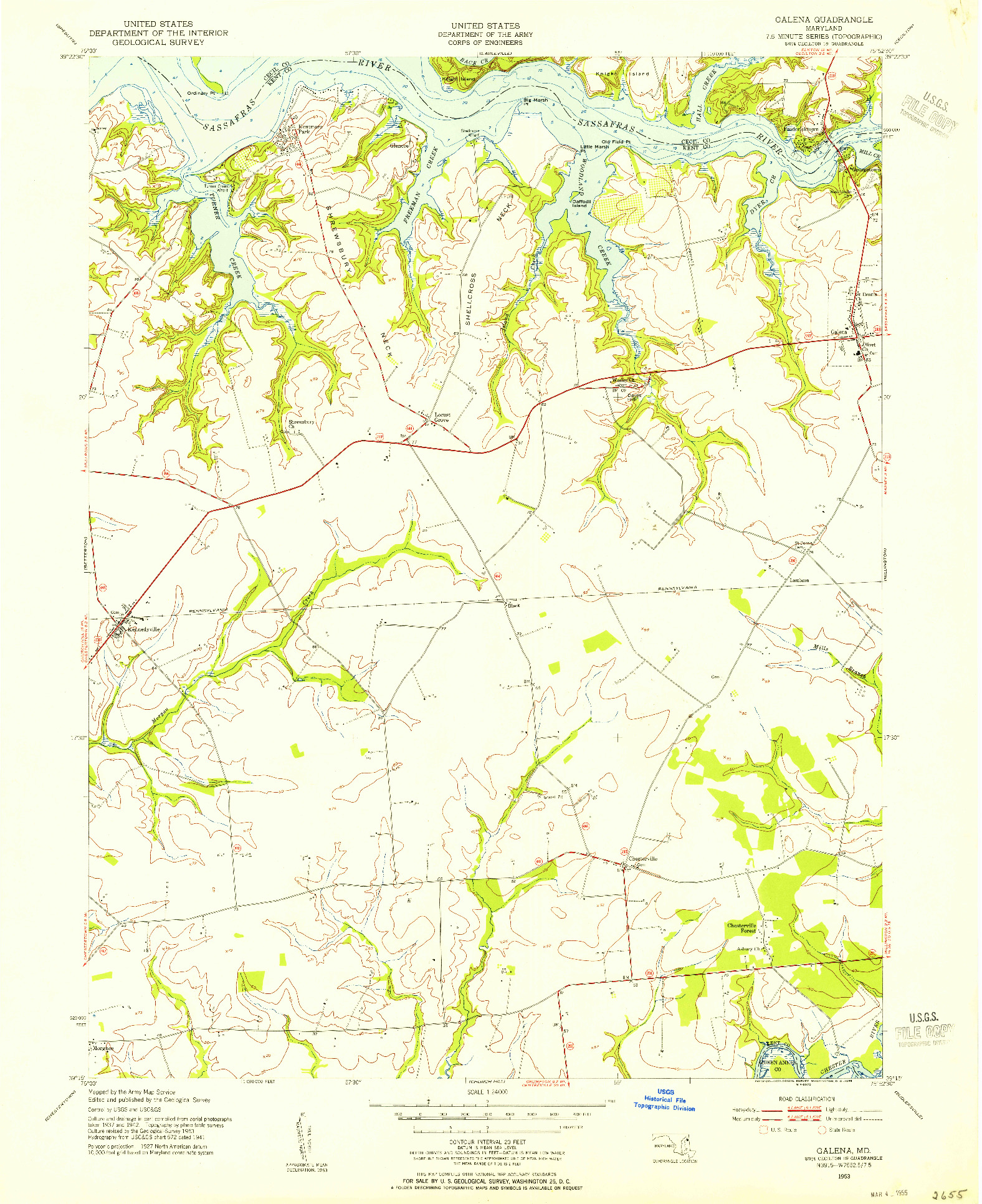USGS 1:24000-SCALE QUADRANGLE FOR GALENA, MD 1953