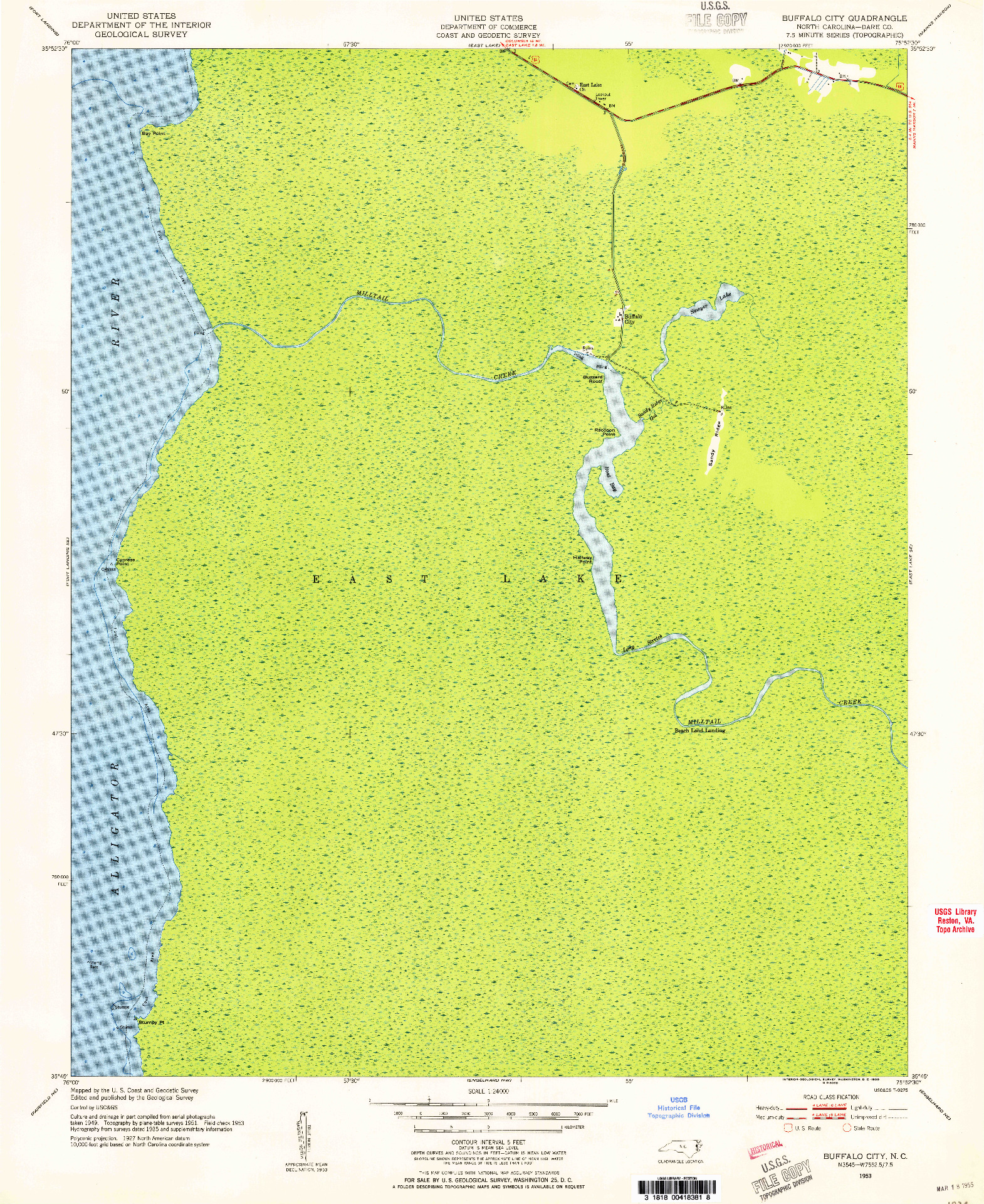 USGS 1:24000-SCALE QUADRANGLE FOR BUFFALO CITY, NC 1953