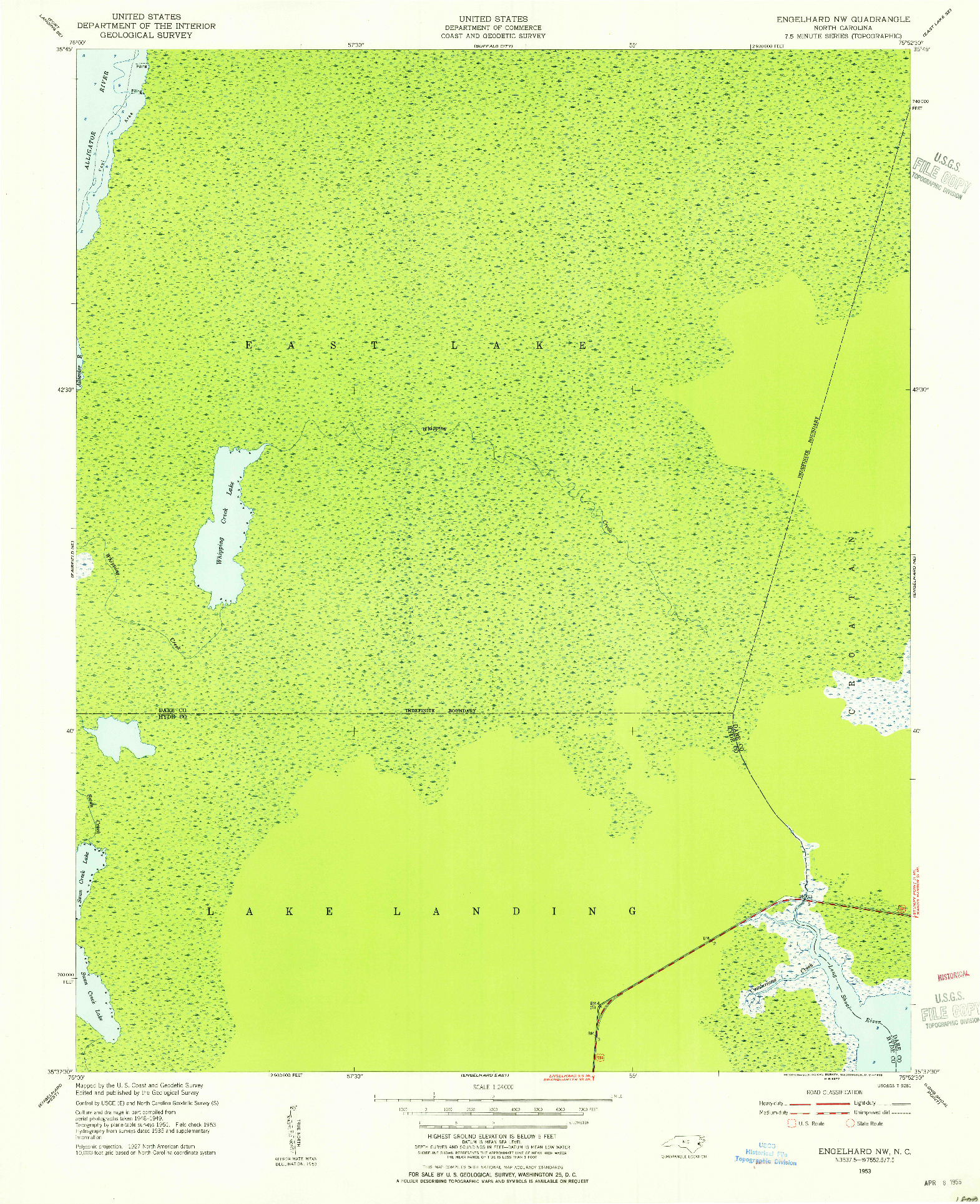 USGS 1:24000-SCALE QUADRANGLE FOR ENGELHARD NW, NC 1953