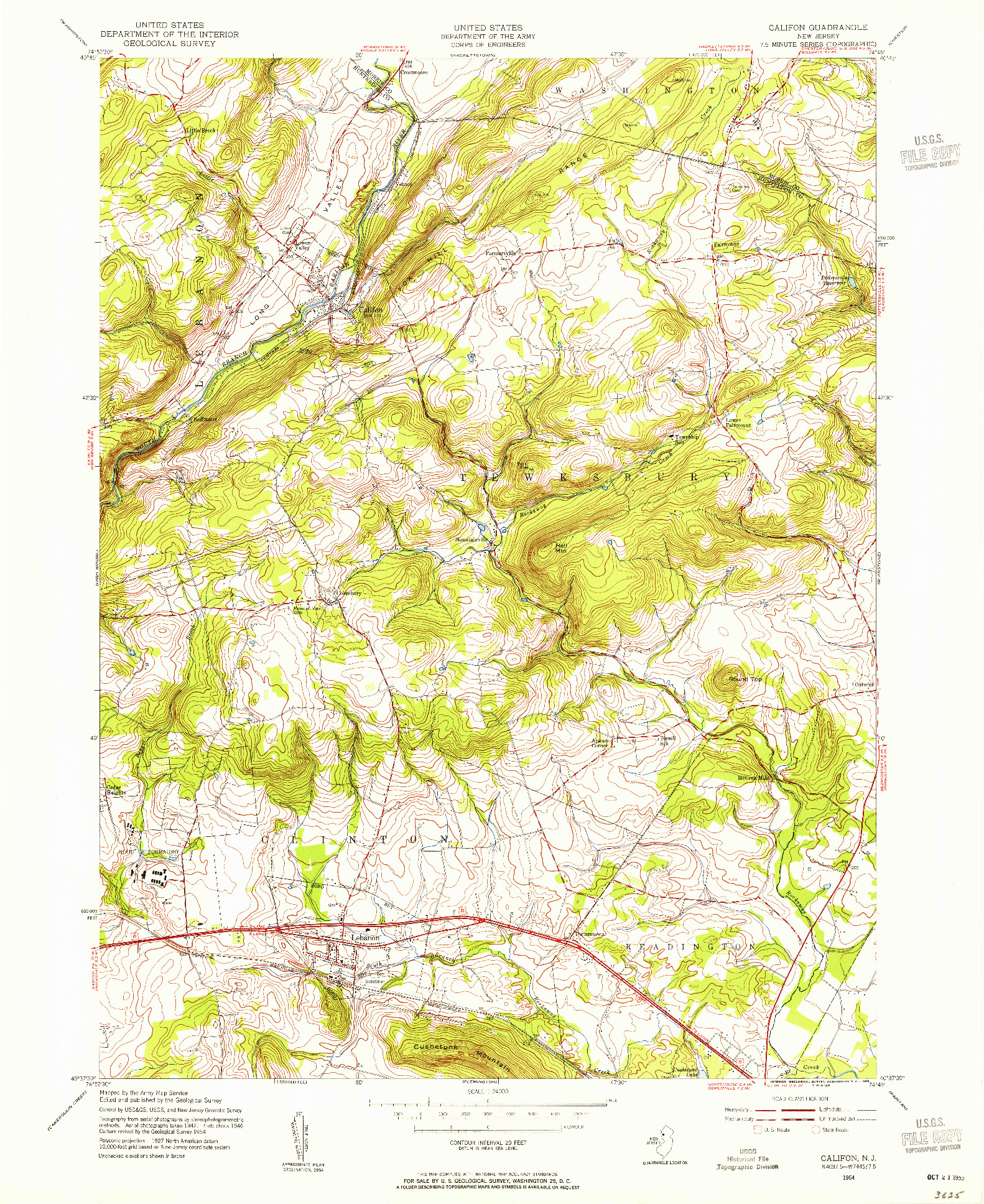 USGS 1:24000-SCALE QUADRANGLE FOR CALIFON, NJ 1954