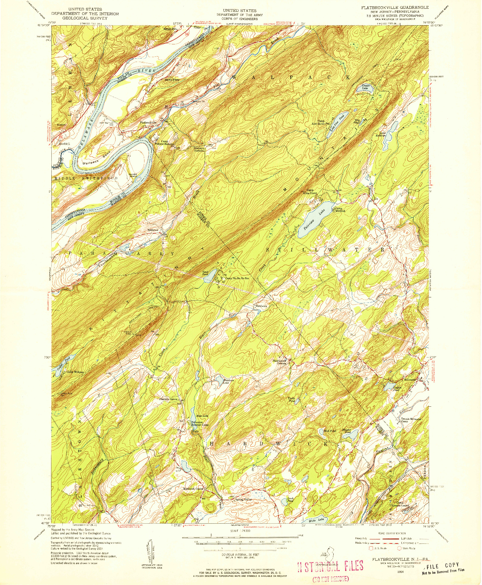 USGS 1:24000-SCALE QUADRANGLE FOR FLATBROOKVILLE, NJ 1954