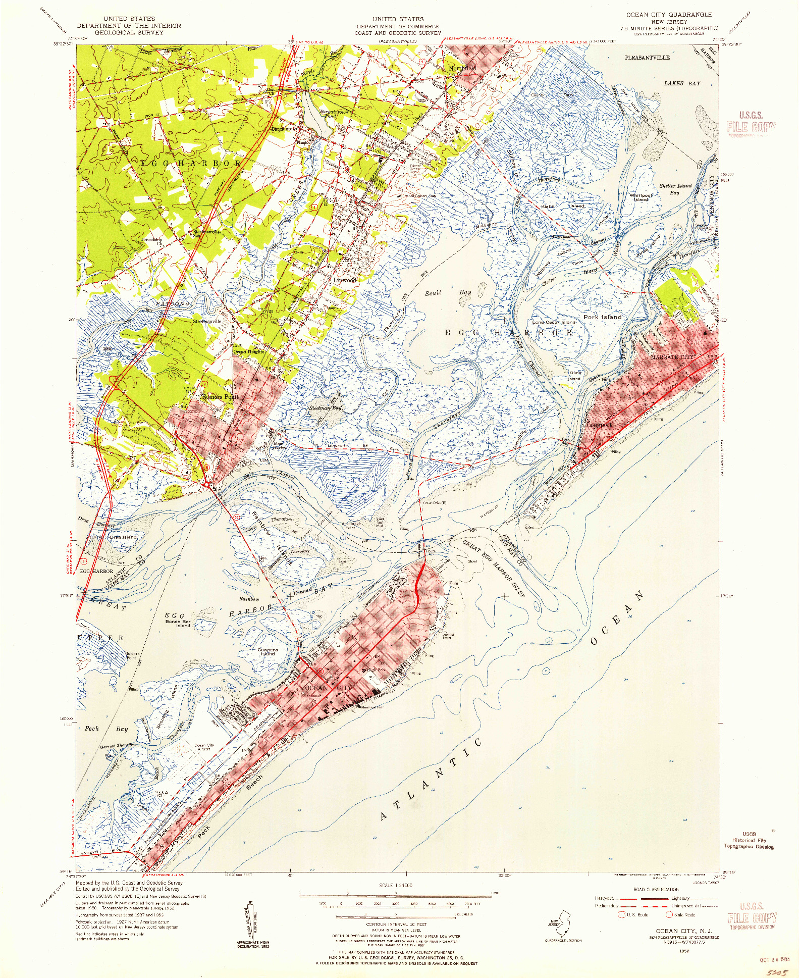 USGS 1:24000-SCALE QUADRANGLE FOR OCEAN CITY, NJ 1952