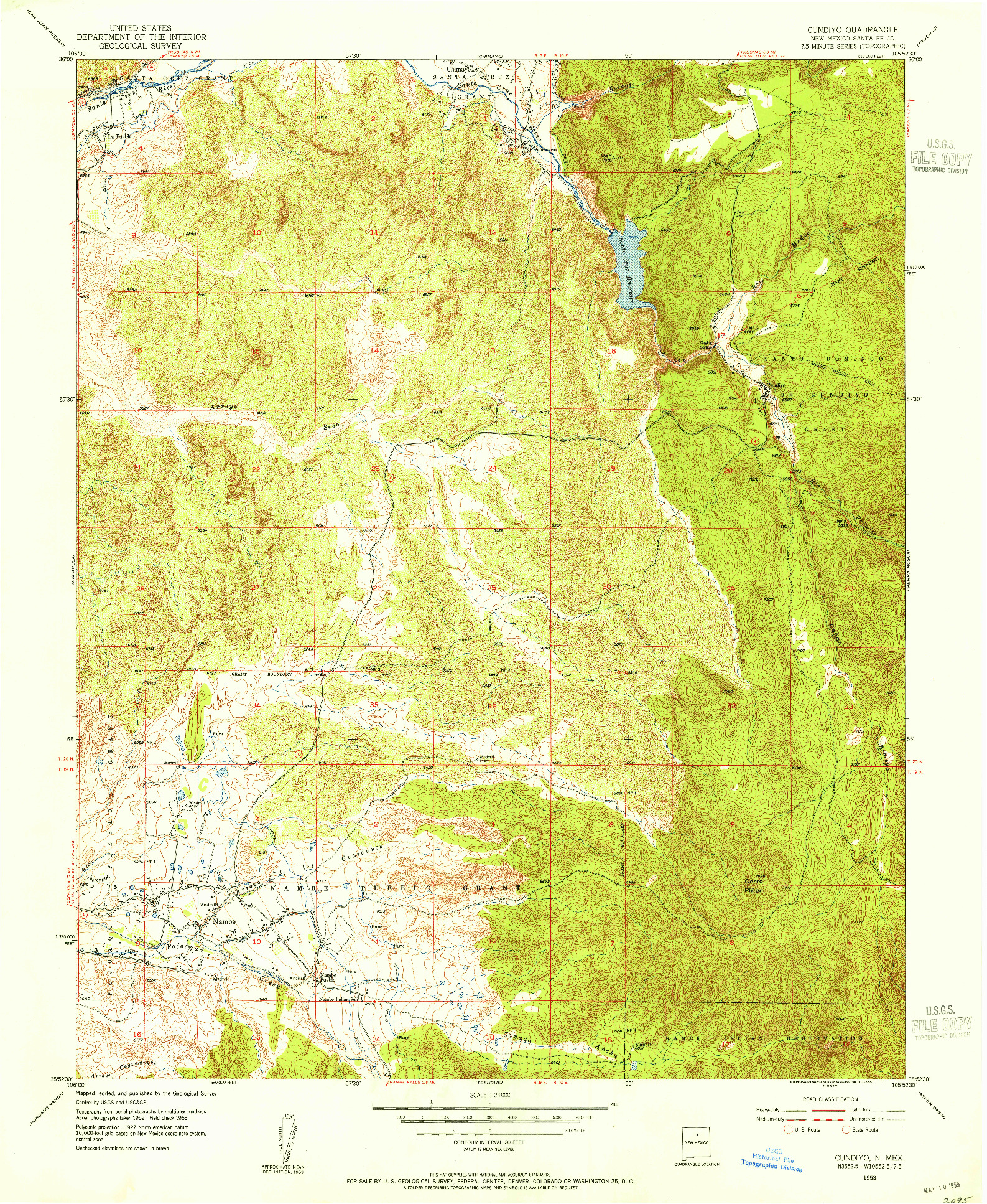 USGS 1:24000-SCALE QUADRANGLE FOR CUNDIYO, NM 1953