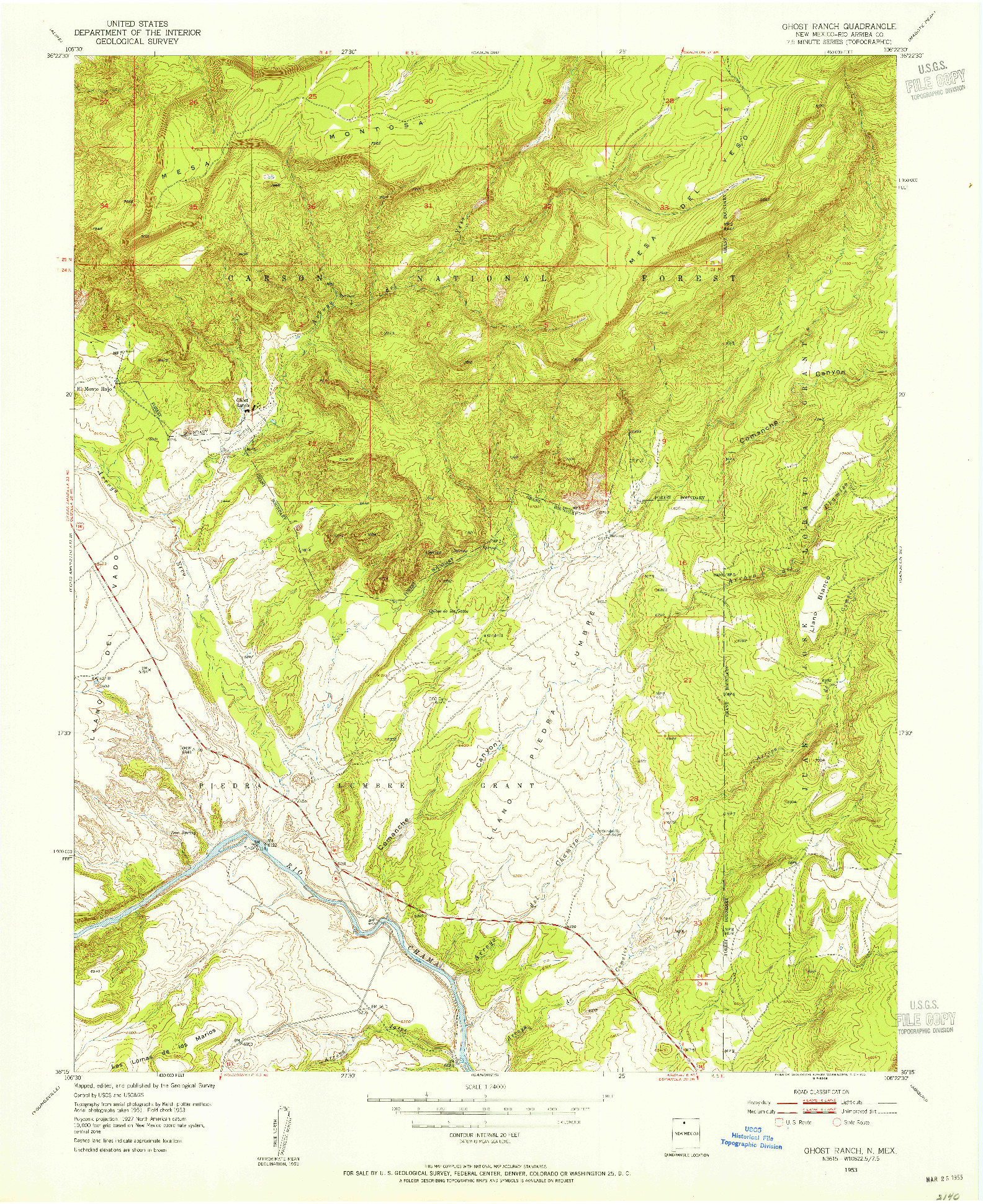 USGS 1:24000-SCALE QUADRANGLE FOR GHOST RANCH, NM 1953