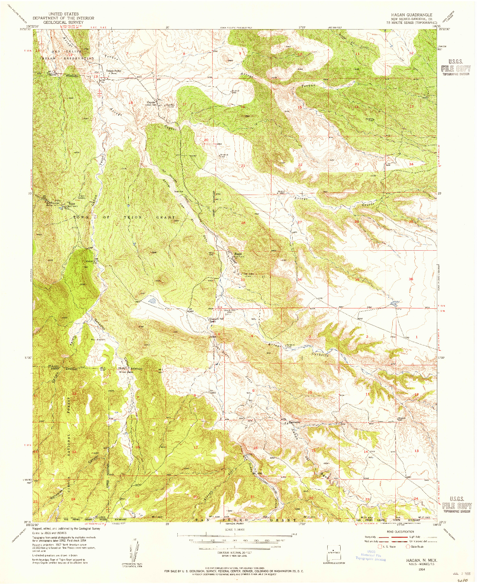 USGS 1:24000-SCALE QUADRANGLE FOR HAGAN, NM 1954