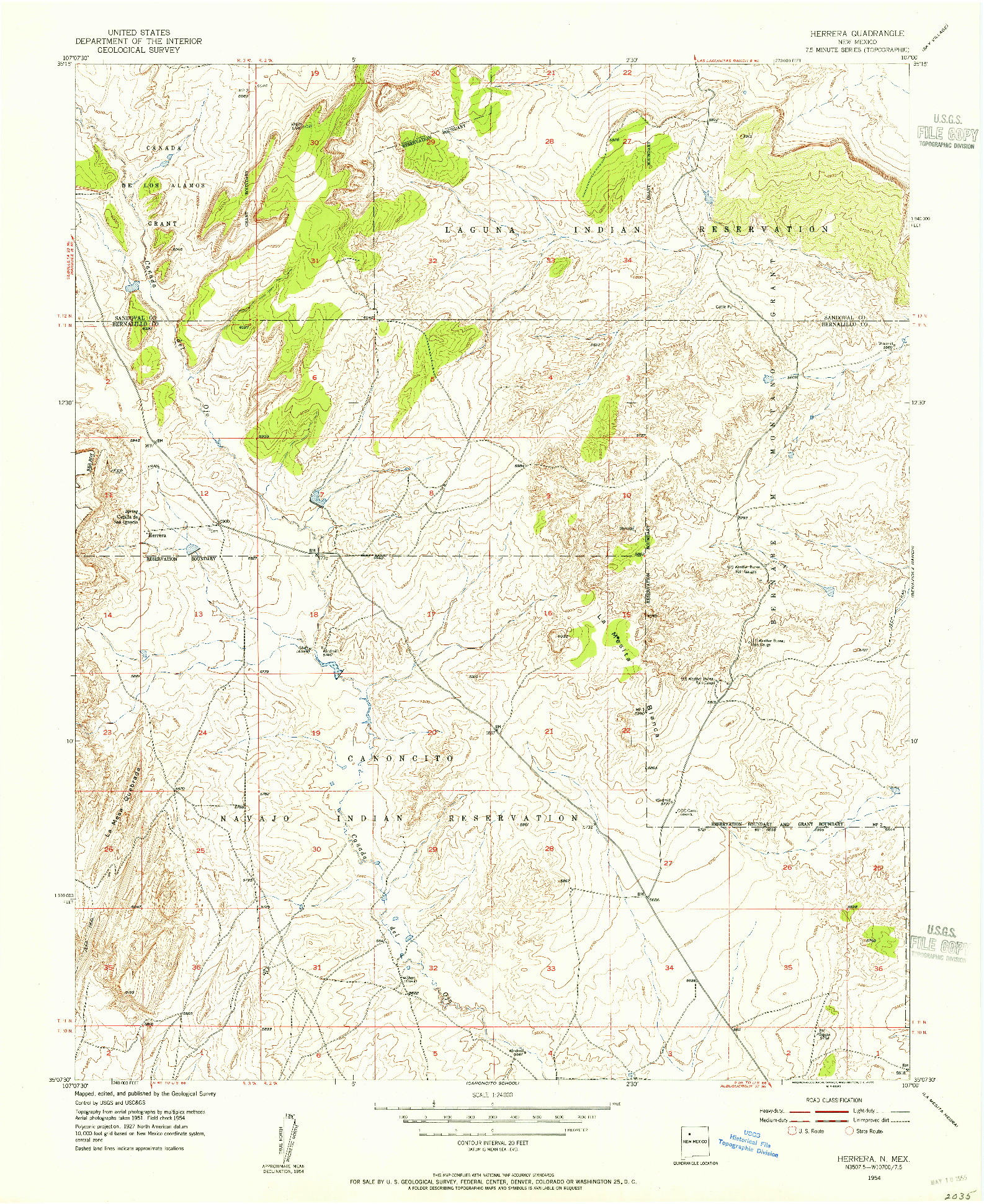 USGS 1:24000-SCALE QUADRANGLE FOR HERRERA, NM 1954