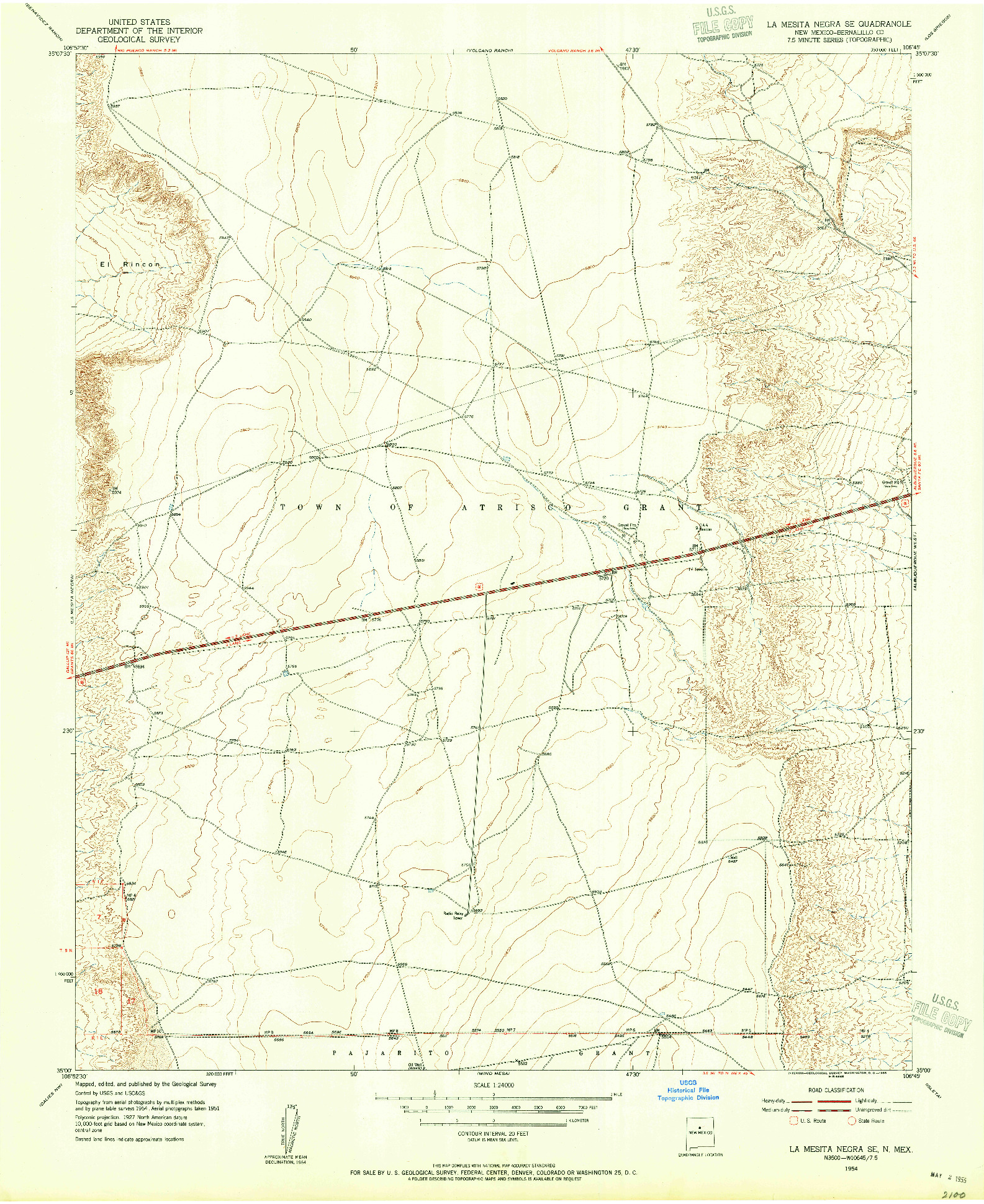 USGS 1:24000-SCALE QUADRANGLE FOR LA MESITA NEGRA SE, NM 1954